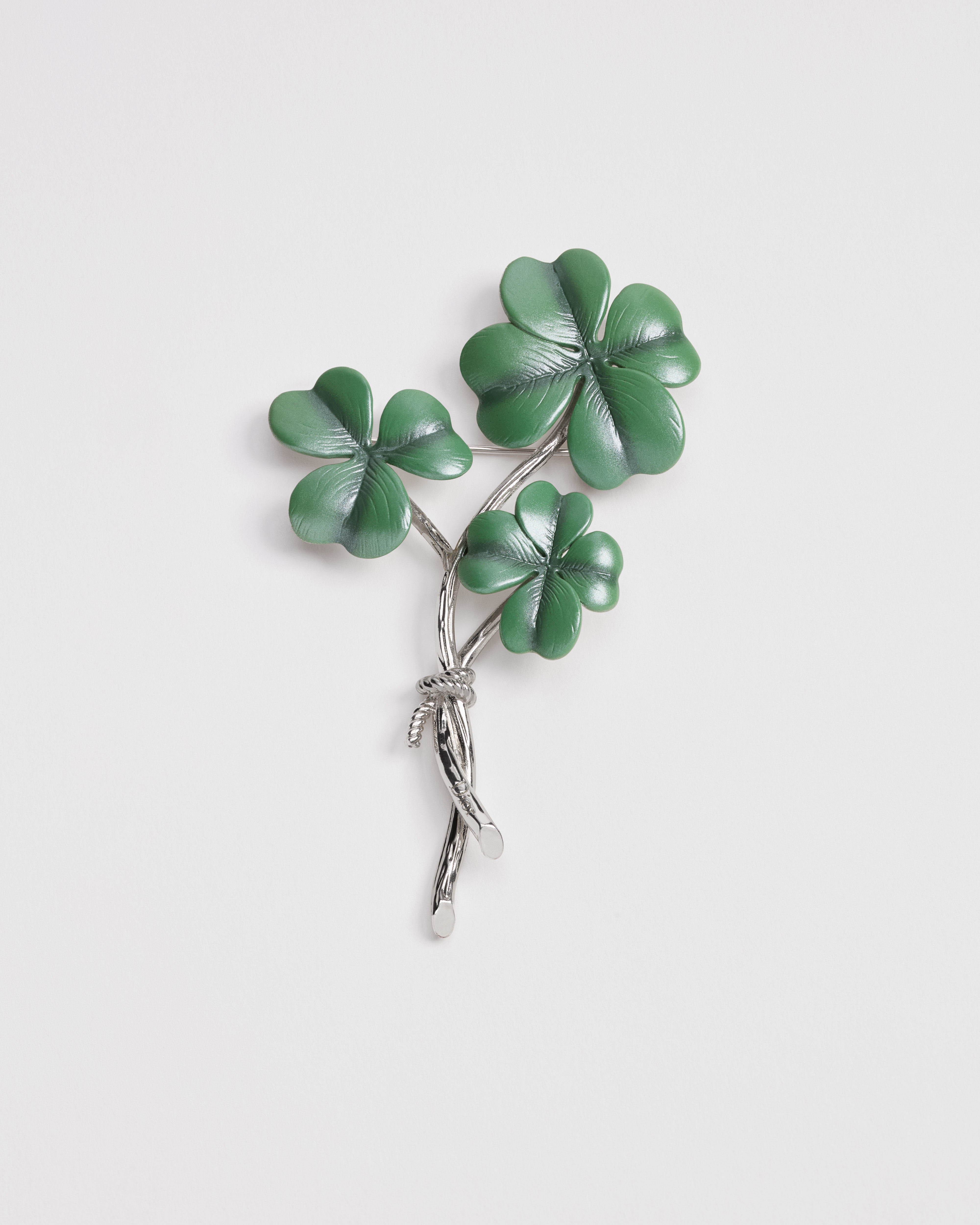 Dior Trèfle Brooch Silver and Green Resin E01
