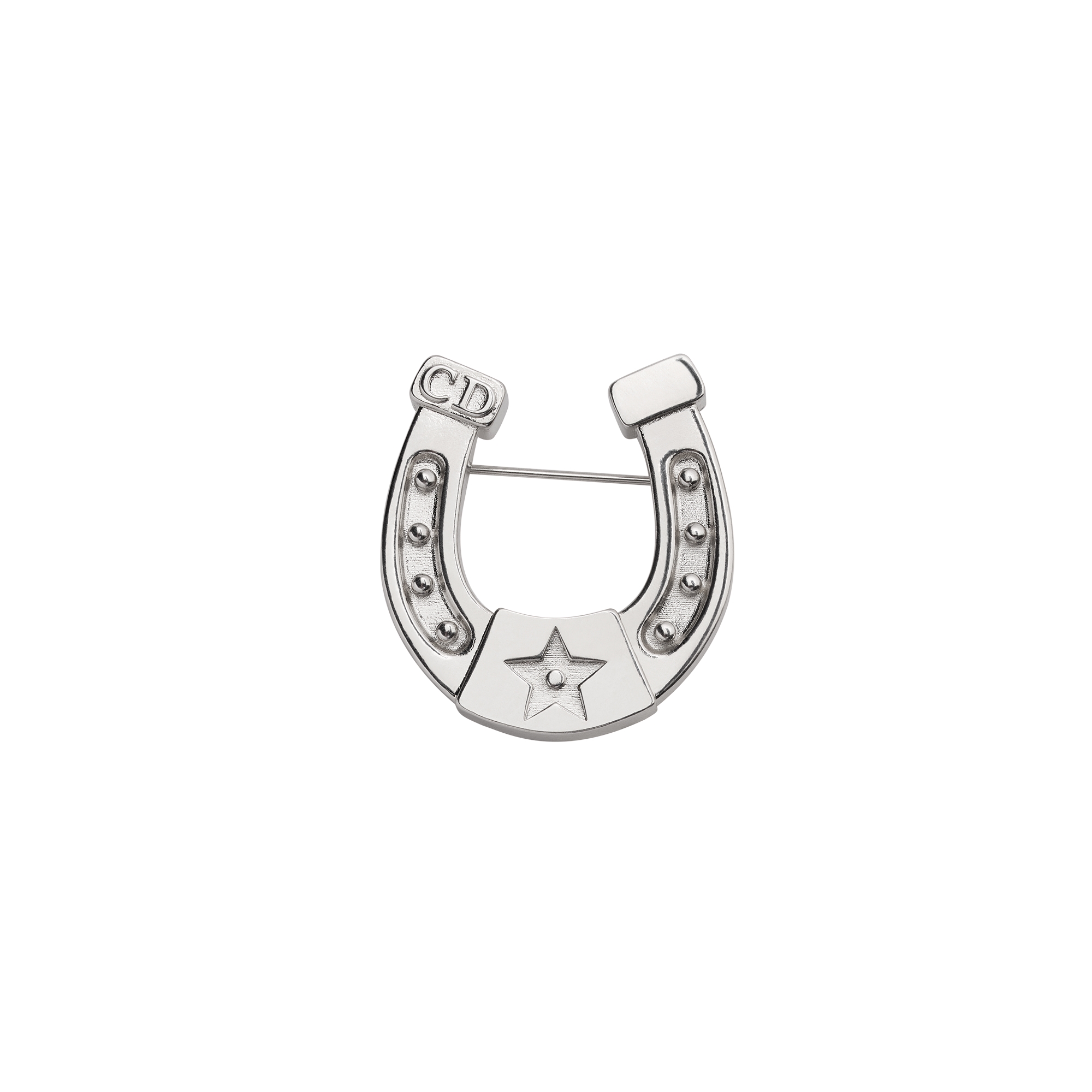Dior Horseshoe Brooch Silver-Finish Brass E01