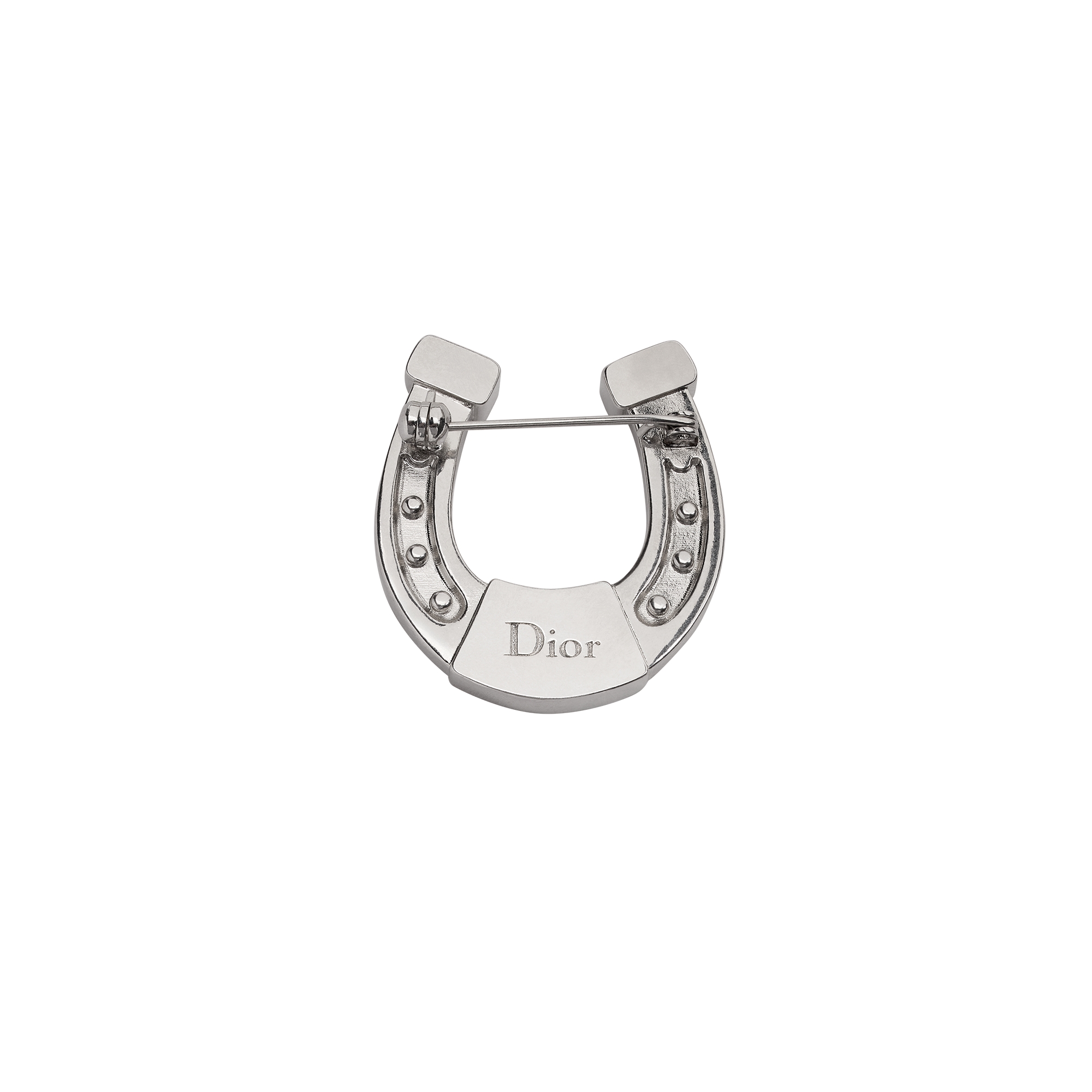 Dior Horseshoe Brooch Silver-Finish Brass E08