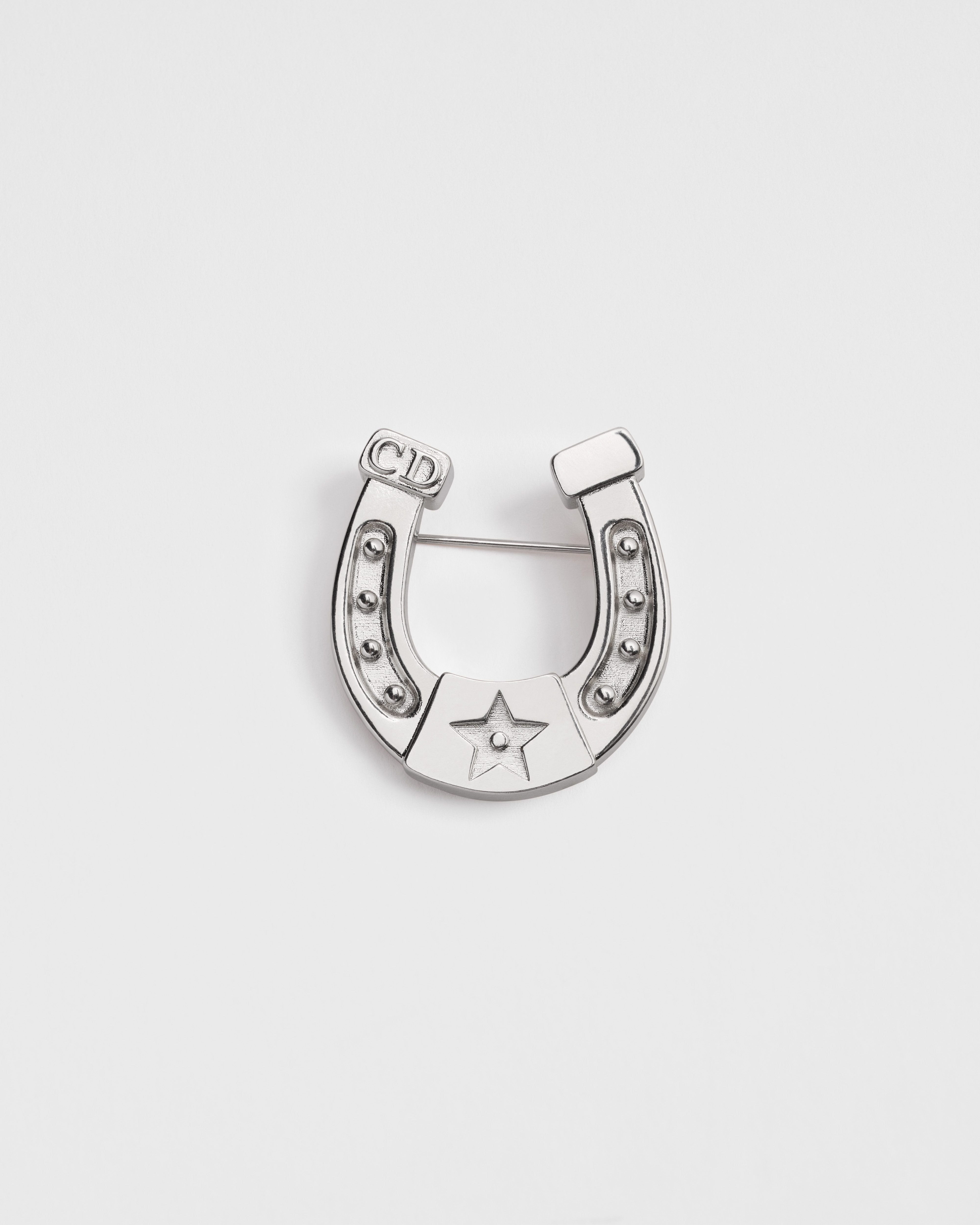 Dior Horseshoe Brooch Silver-Finish Brass E01
