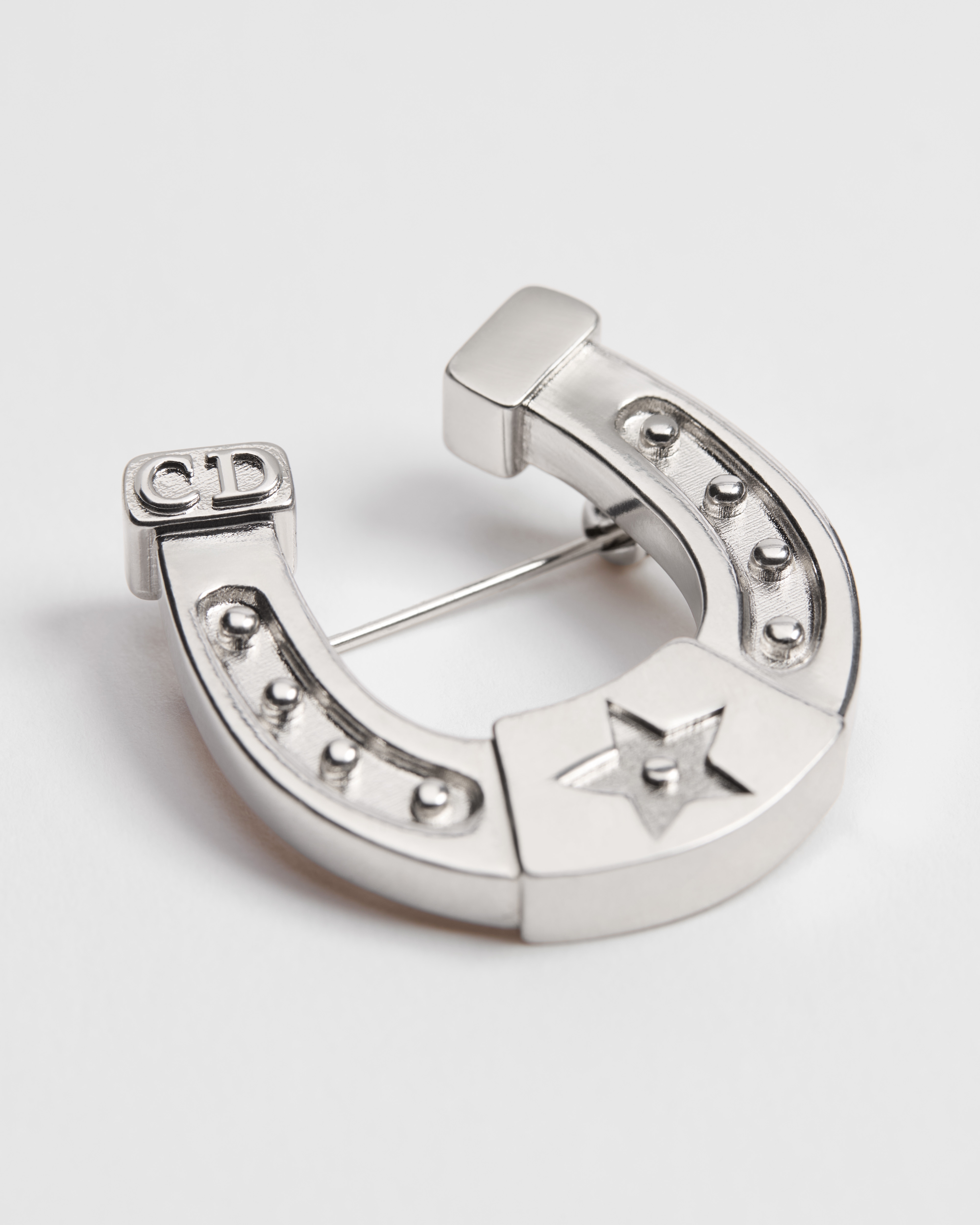 Dior Horseshoe Brooch Silver-Finish Brass E09