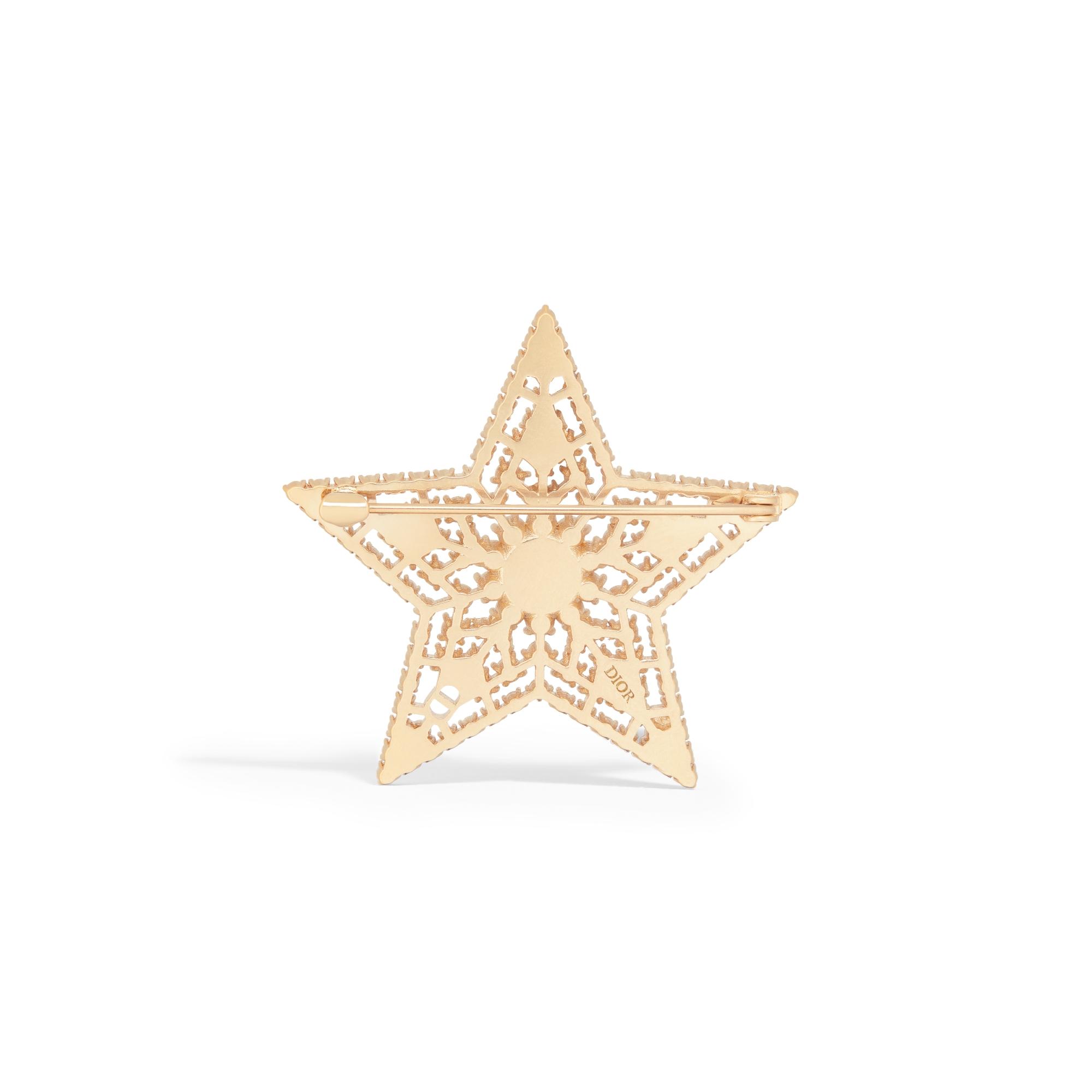 เข็มกลัด Nuit Étoilée โลหะเคลือบทองสีอ่อน ไข่มุกเรซินสีขาว และคริสตัลโทนสีเงิน E08