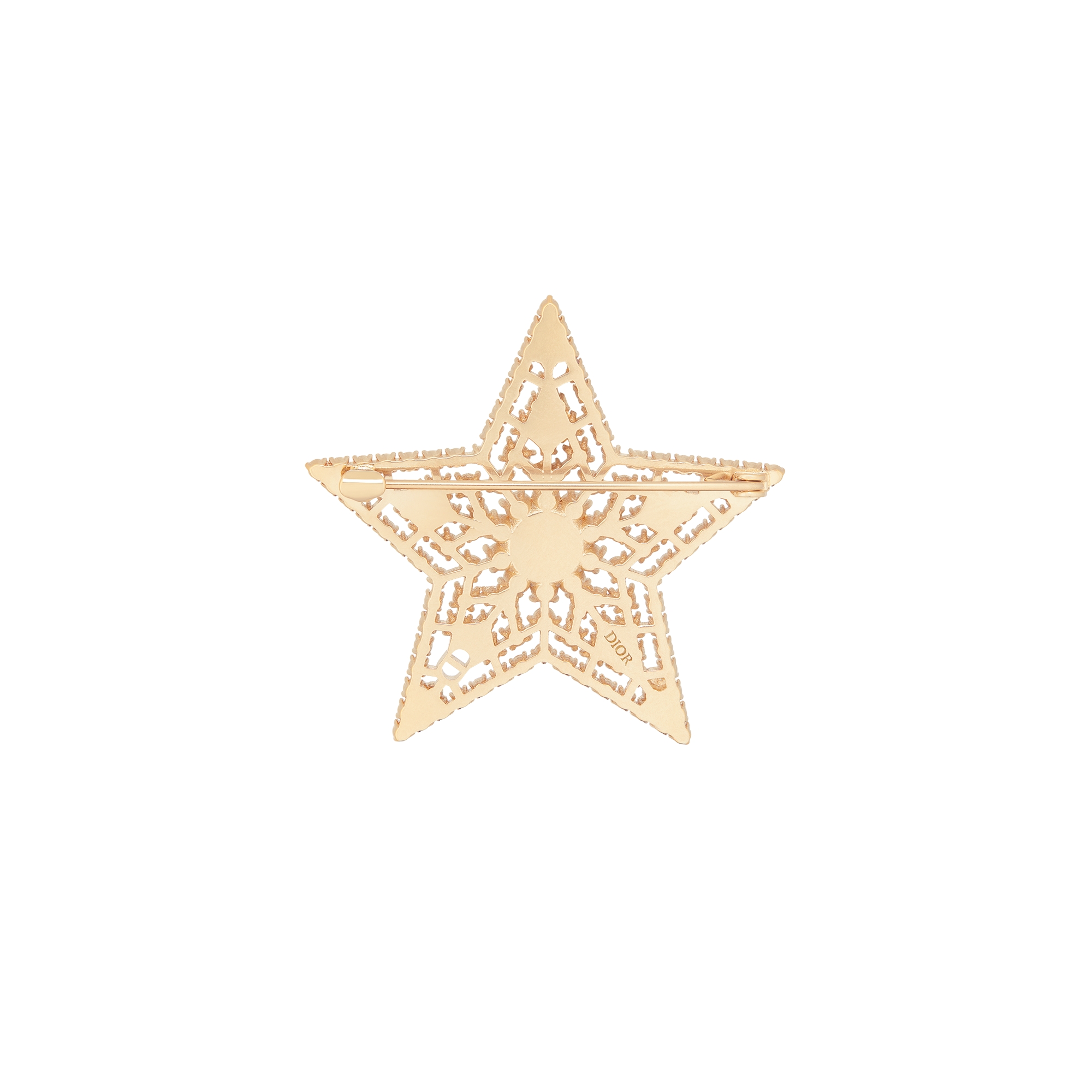 Nuit Étoilée Brooch Pale Gold-Finish Metal, White Resin Pearl and Silver-Tone Crystals E08