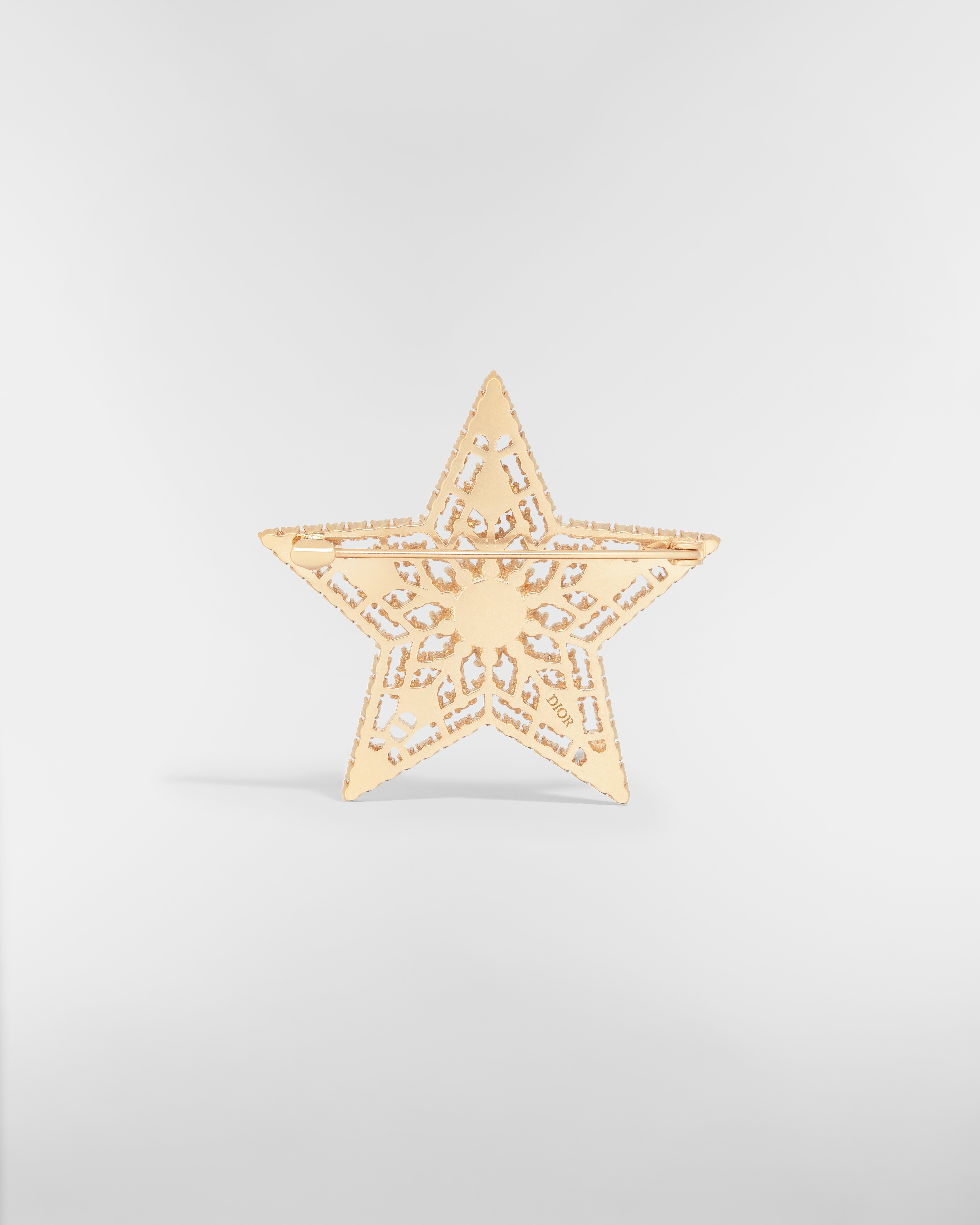 Nuit Étoilée-broche Vaalgoudkleurig metaal, witte harsparel en zilverkleurige kristallen E08