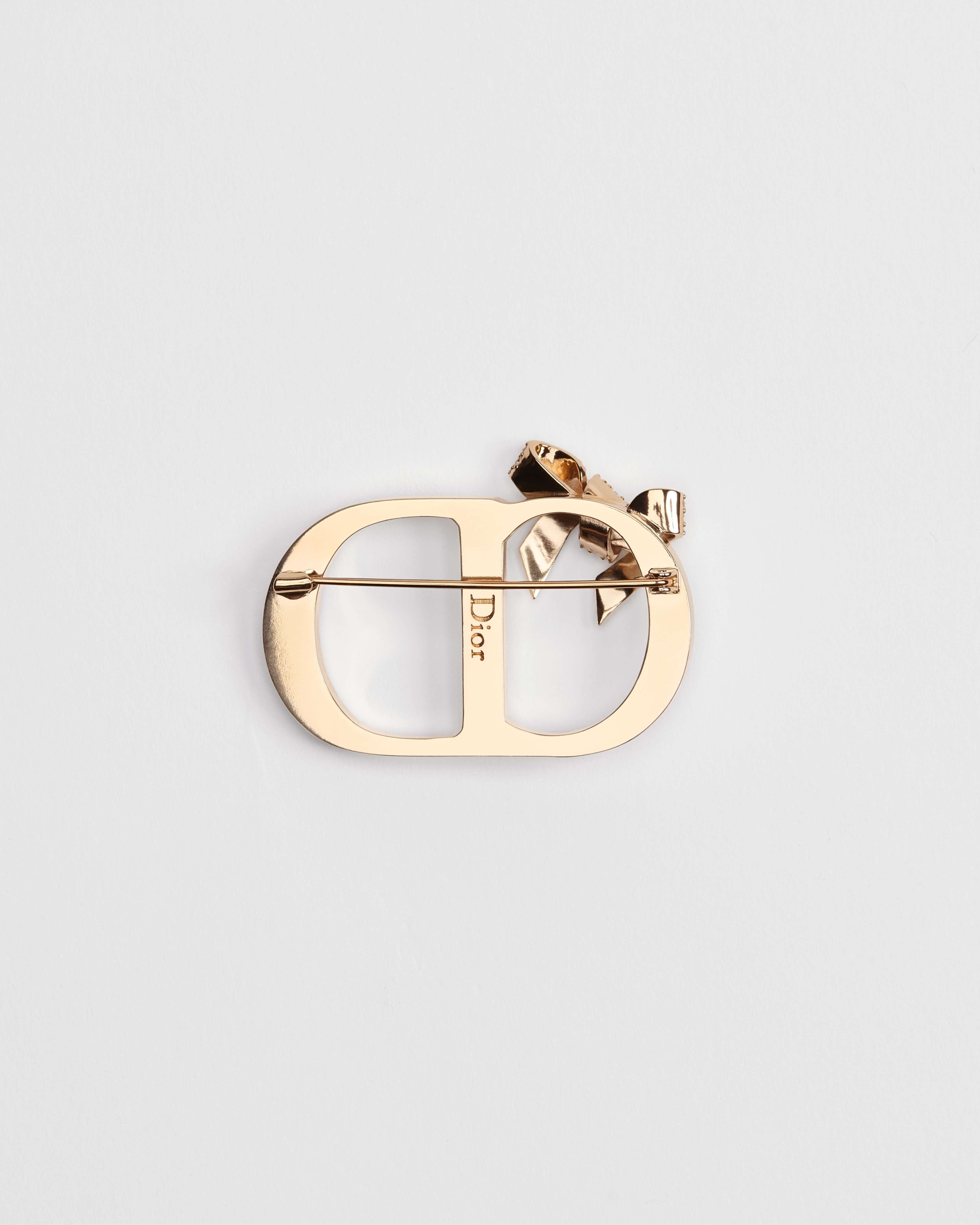 Dior Or – Dior Shiny Bow Brooch Gold-Finish Metal, Natural Mother-of-Pearl and White Crystals E08
