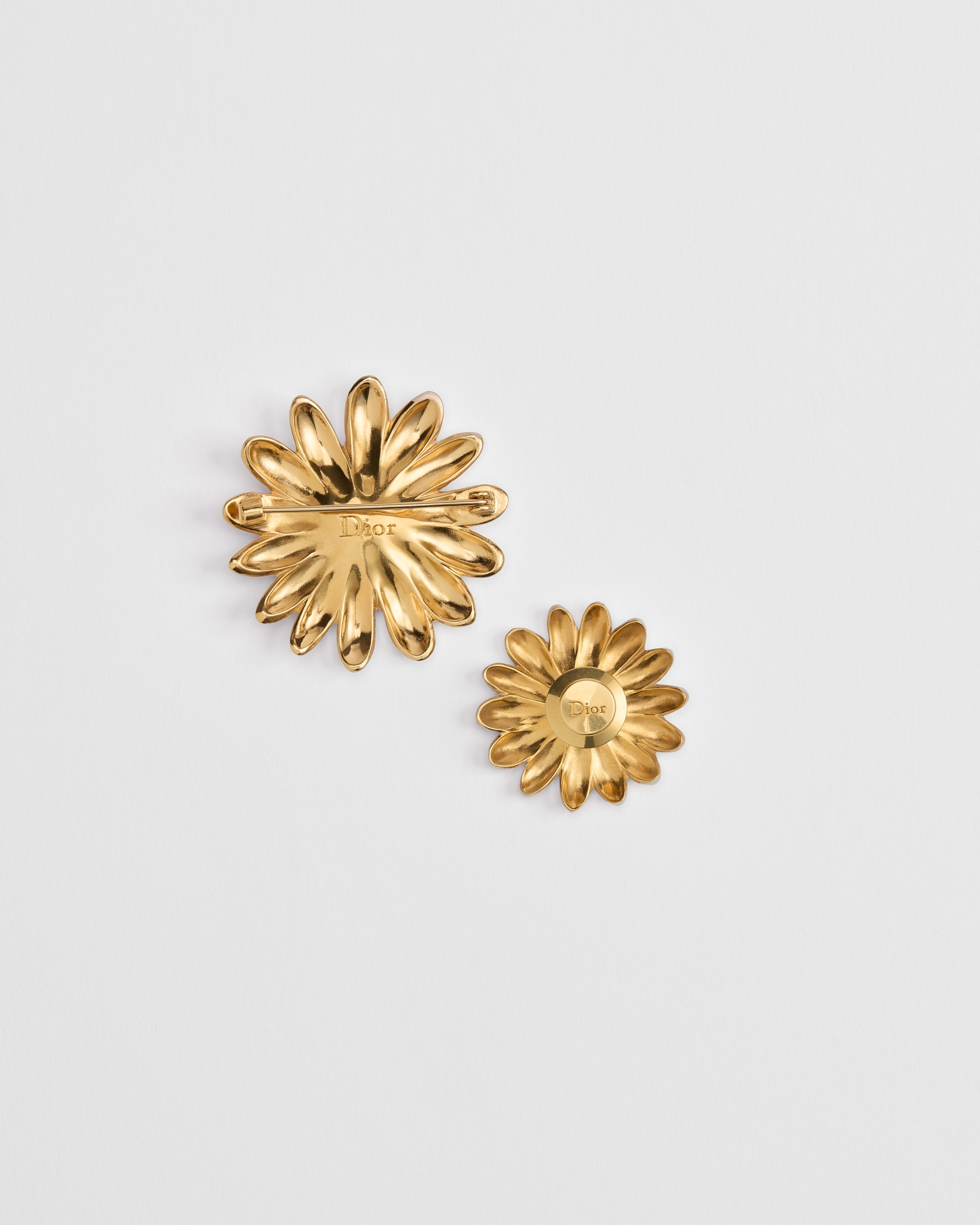 Set of Dior Daisy Brooches Gold-Finish Metal and Multicolor Lacquer E08