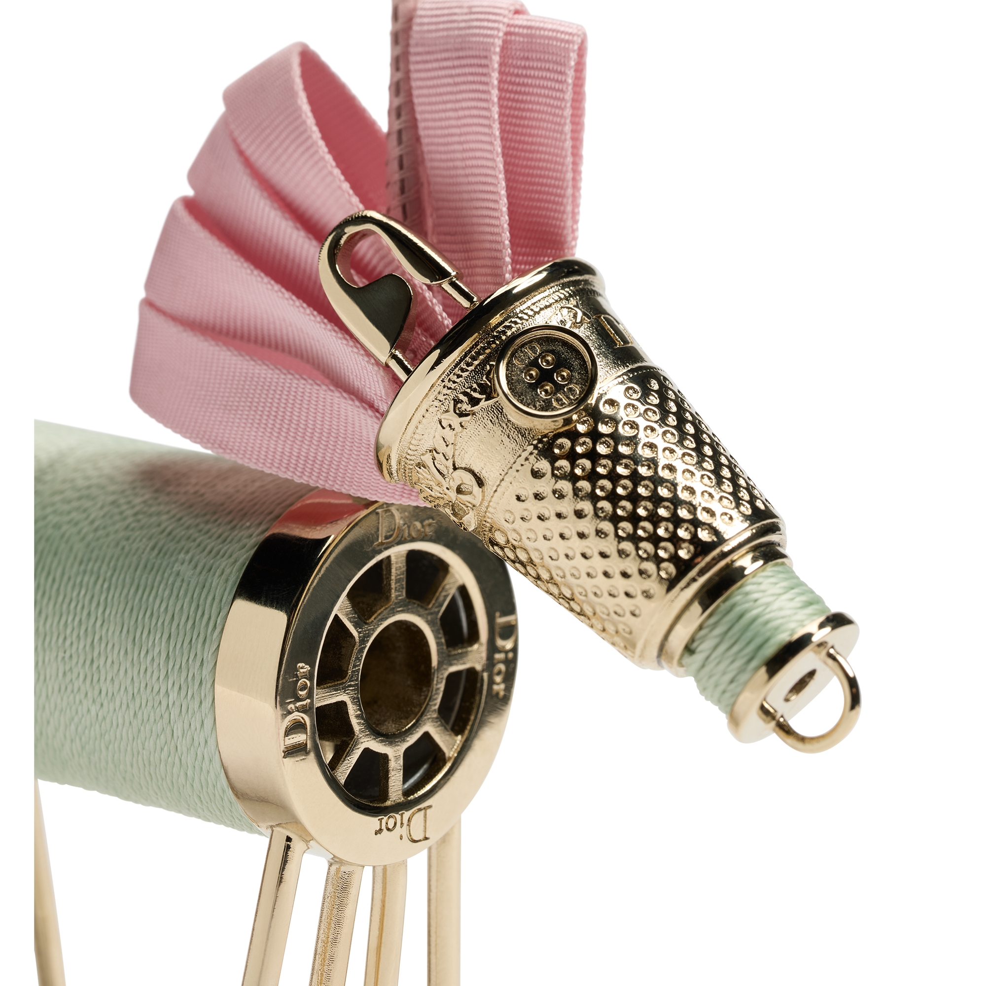 Lucky Dior Horse Bag Charm Multicolor Silk Thread and Gold-Finish Metal E09