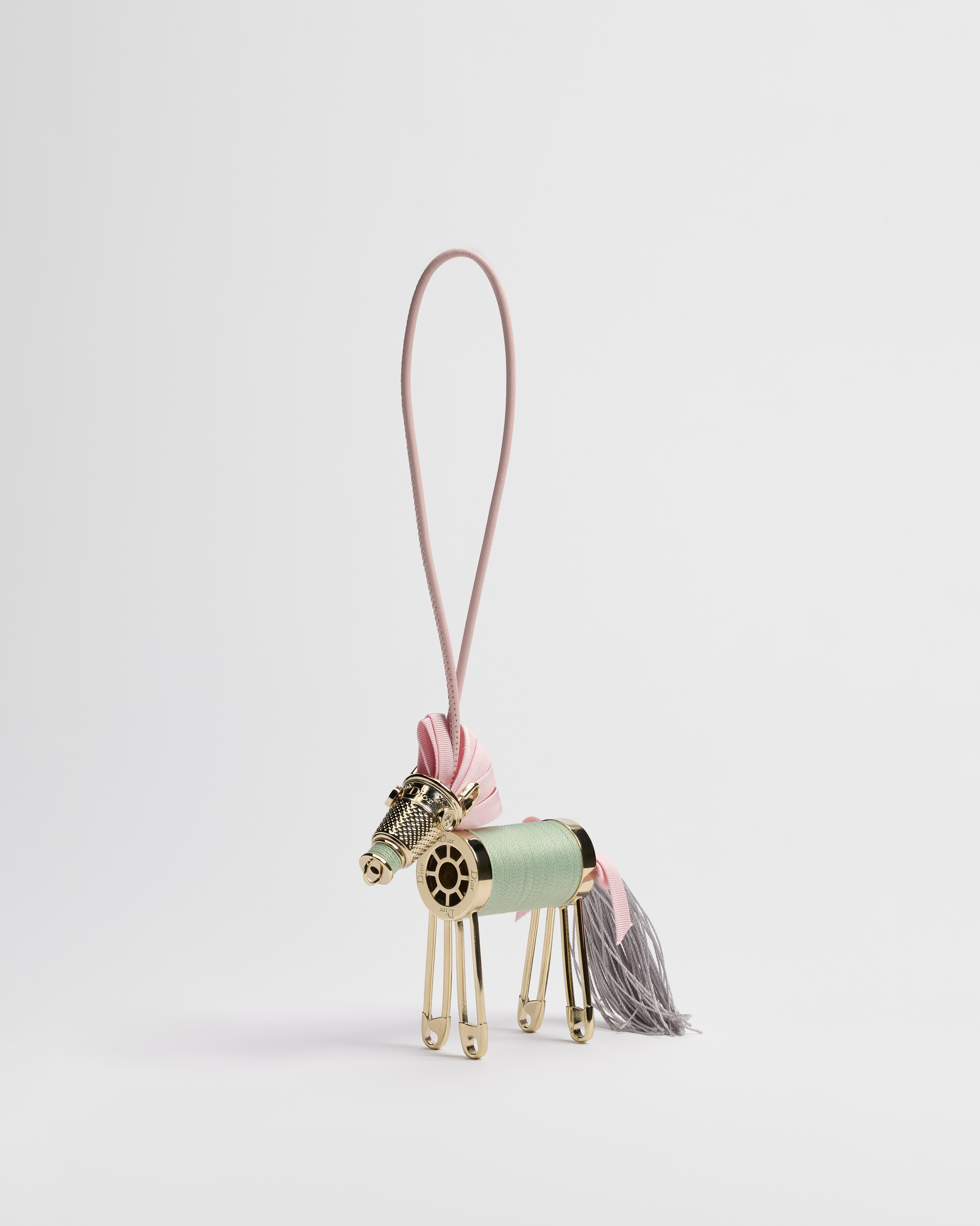 Lucky Dior Horse Bag Charm Multicolor Silk Thread and Gold-Finish Metal E01
