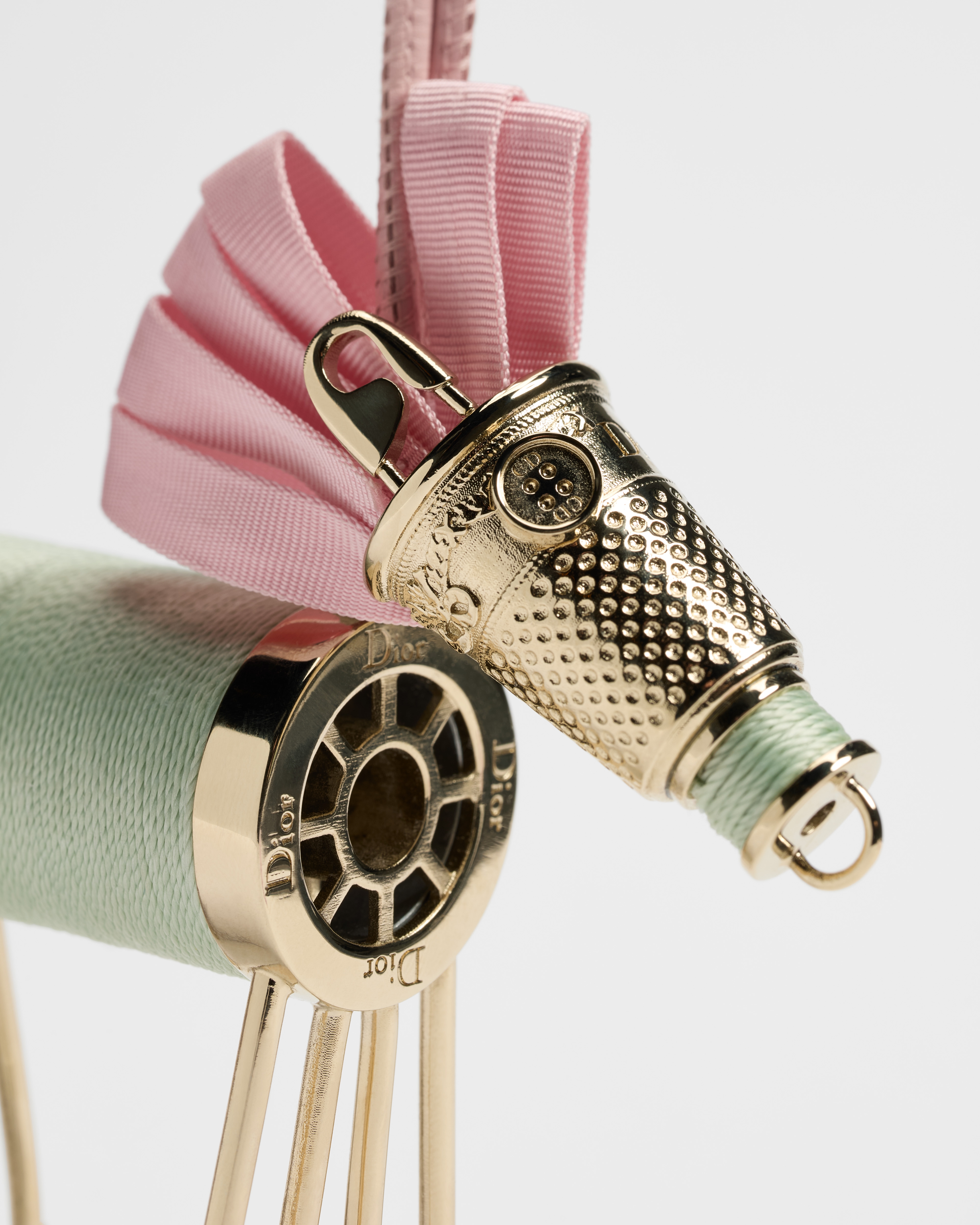 Lucky Dior Horse Bag Charm Multicolor Silk Thread and Gold-Finish Metal E09