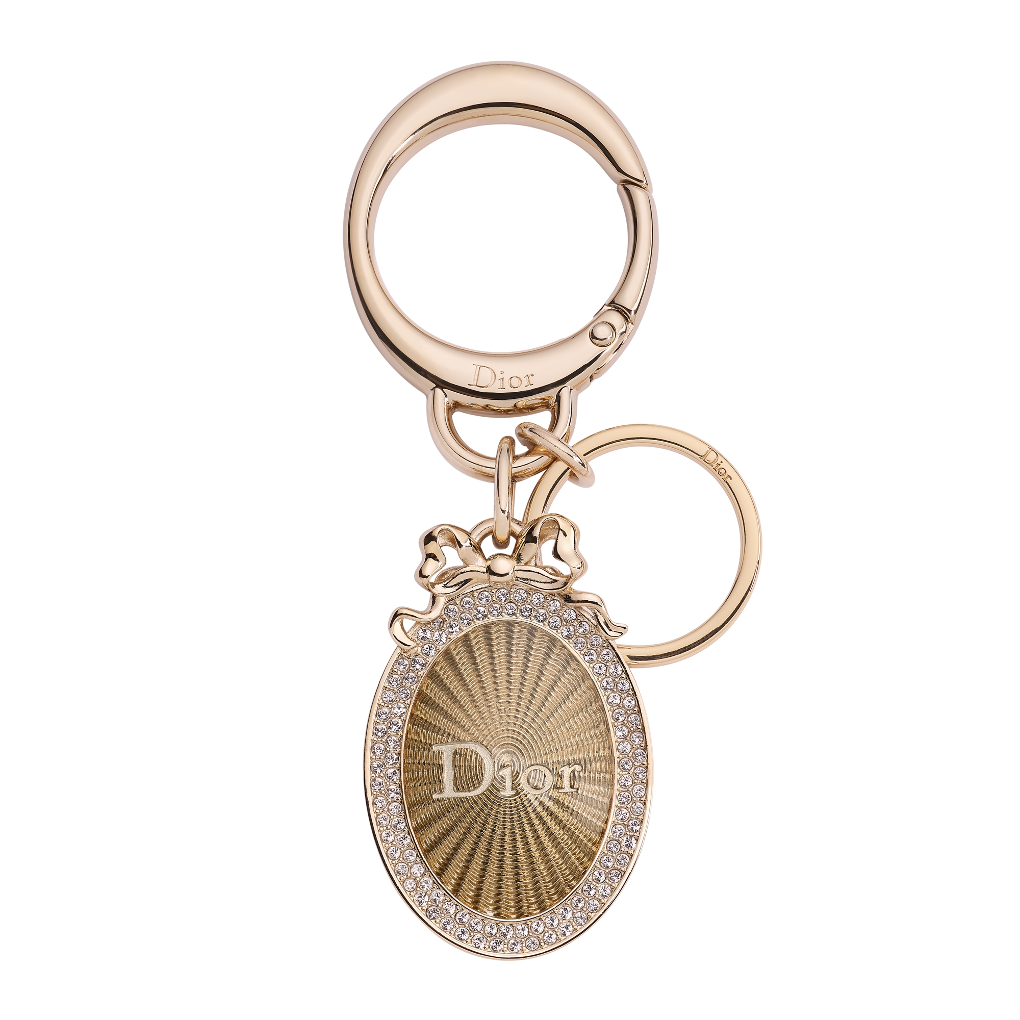 Dior Médaillon Bag Charm Pale Gold-Finish Metal and Crystals E01