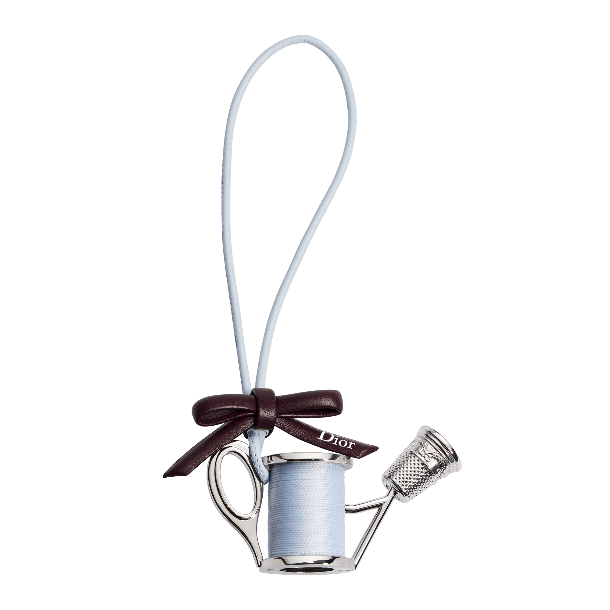  Metallo con finitura color argento e pelle di agnello Ice Blue e bordeaux con filo blu