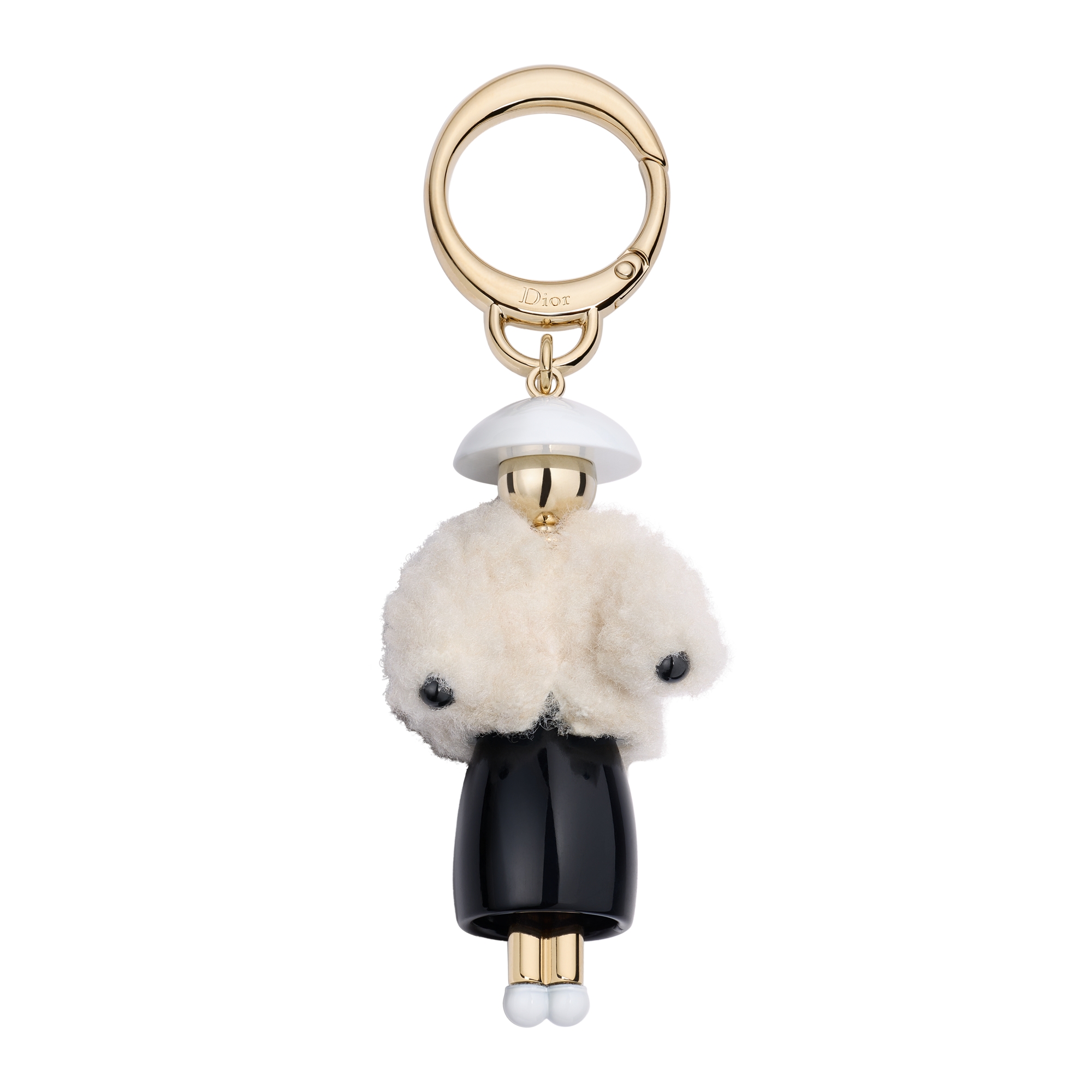 DiorAlps Catherine Dior Icon Bag Charm Gold-Finish Metal, Black Resin, and Shearling-Effect Fabric E01