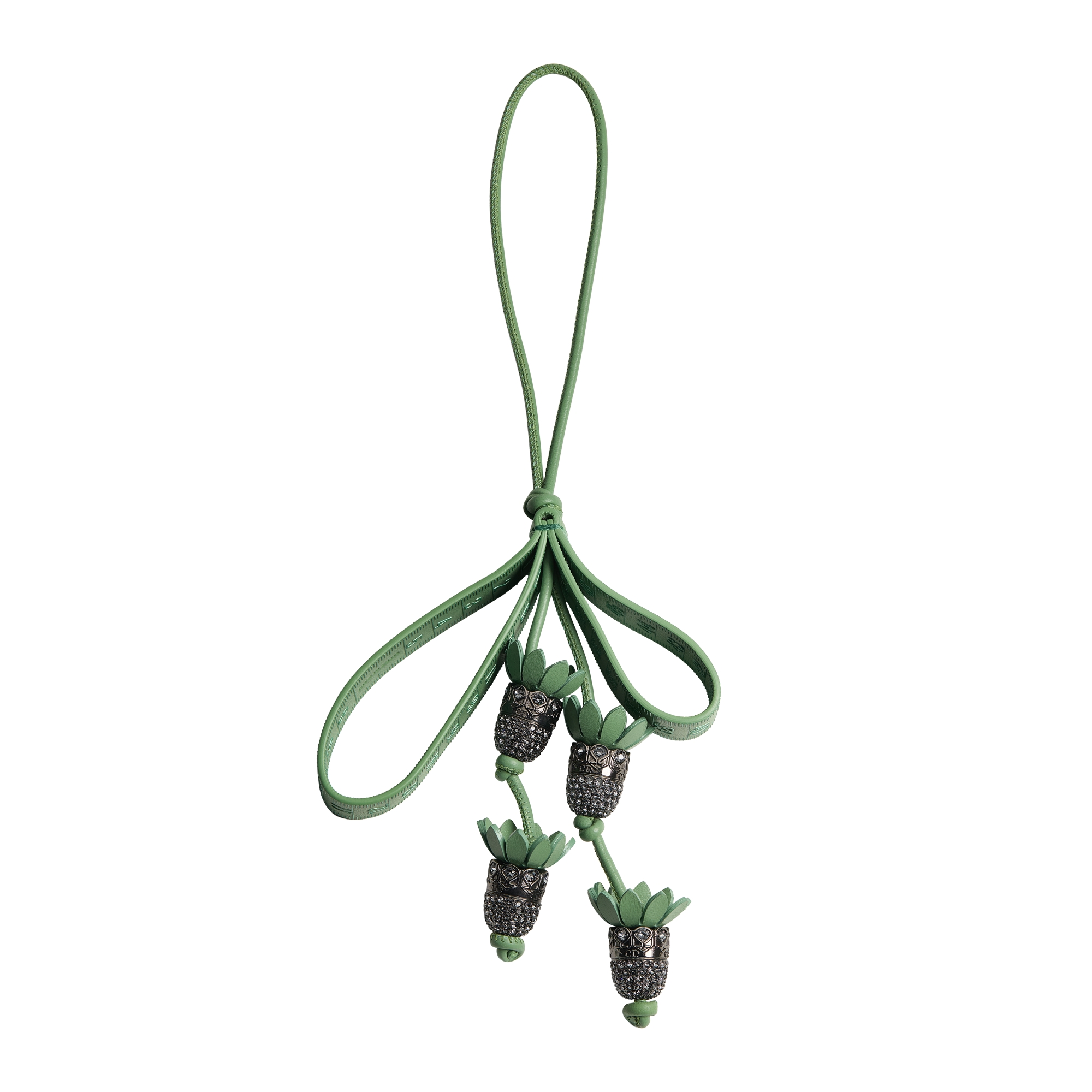 Atelier Provençal Dior Bag Charm Anthracite Gray-Finish Metal, Green Lambskin and Amethyst-Colored Crystals E01