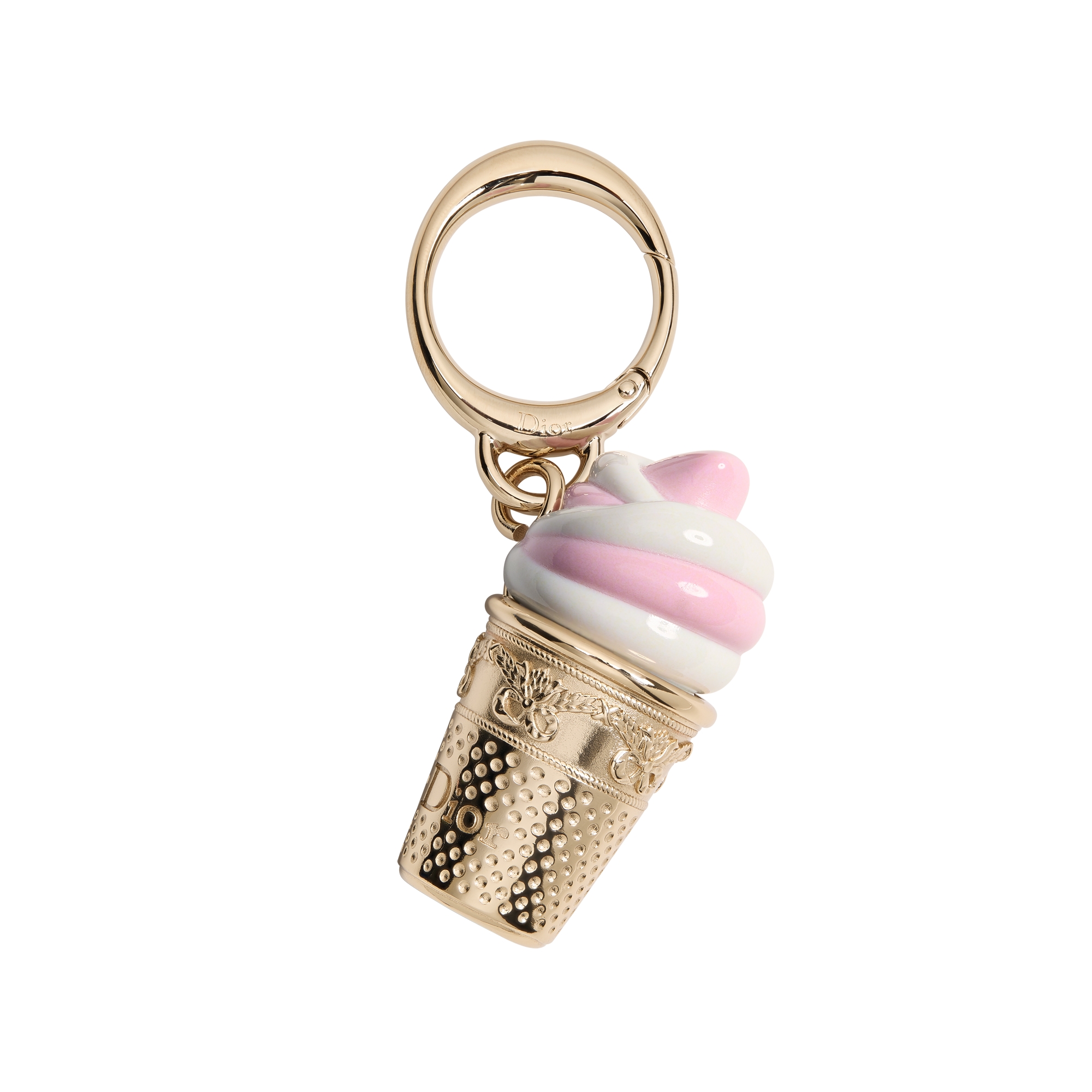 Dioriviera Dior Atelier d'Été Bag Charm Gold-Finish Metal with Pink and White Resin E01