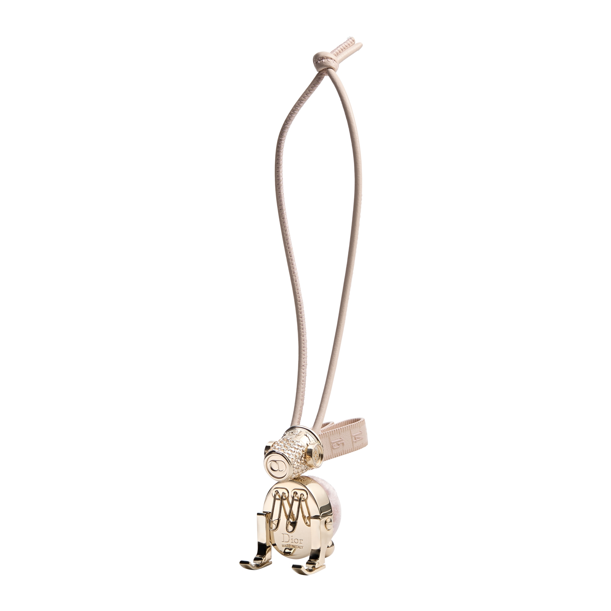 Jardin d'Atelier Dior Bag Charm Gold-Finish Metal, Crystals, Beige Velvet and Beige Lambskin E01