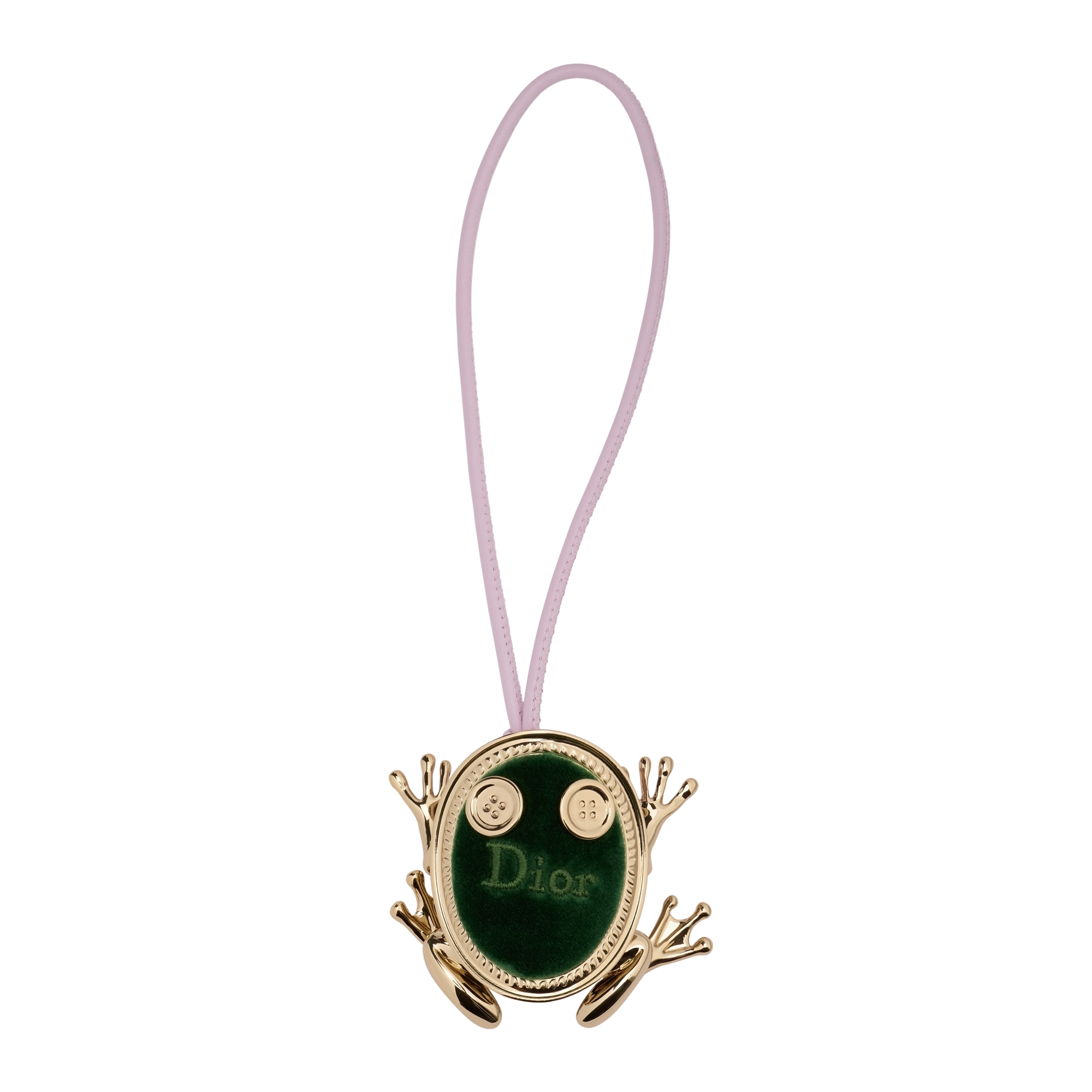 Dior Créatures Couture Bag Charm Pale Gold-Finish Metal, Green Velvet and Pink Lambskin E01