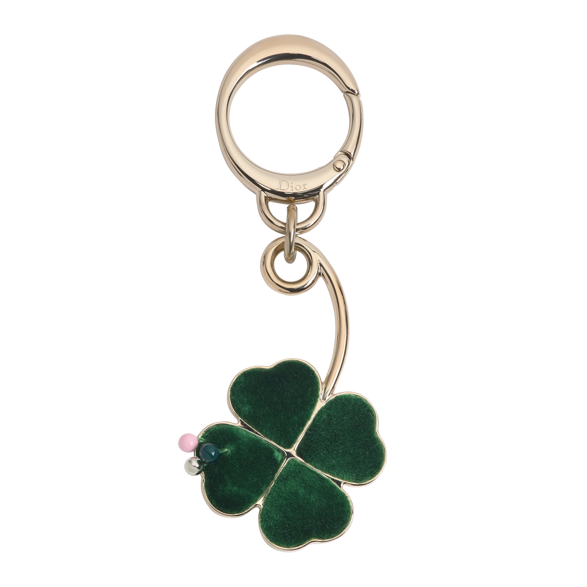 Jardin d'Atelier Dior Bag Charm Pale Gold-Finish Metal, Green Velvet and Multicolor Lacquer E01