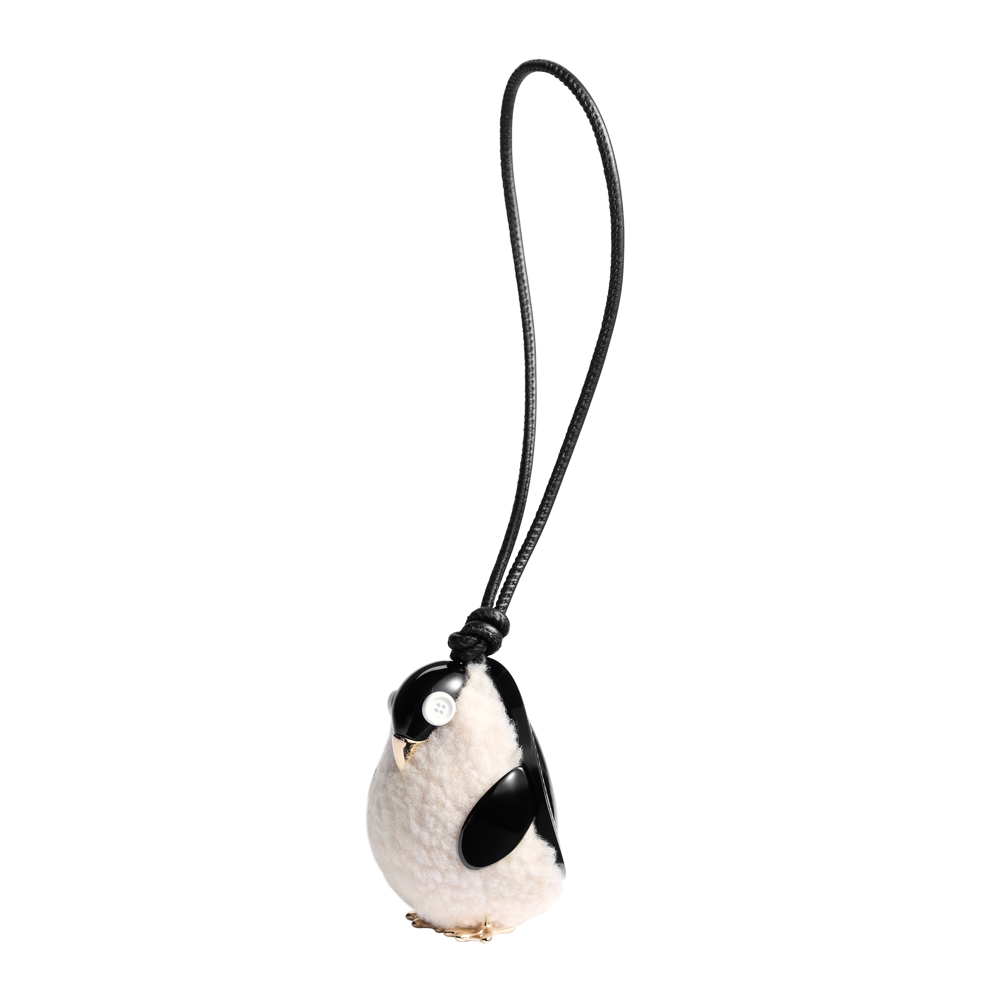 DiorAlps Dior Créatures Couture Bag Charm Gold-Finish Metal, Black Lambskin and Shearling-Effect Fabric E01