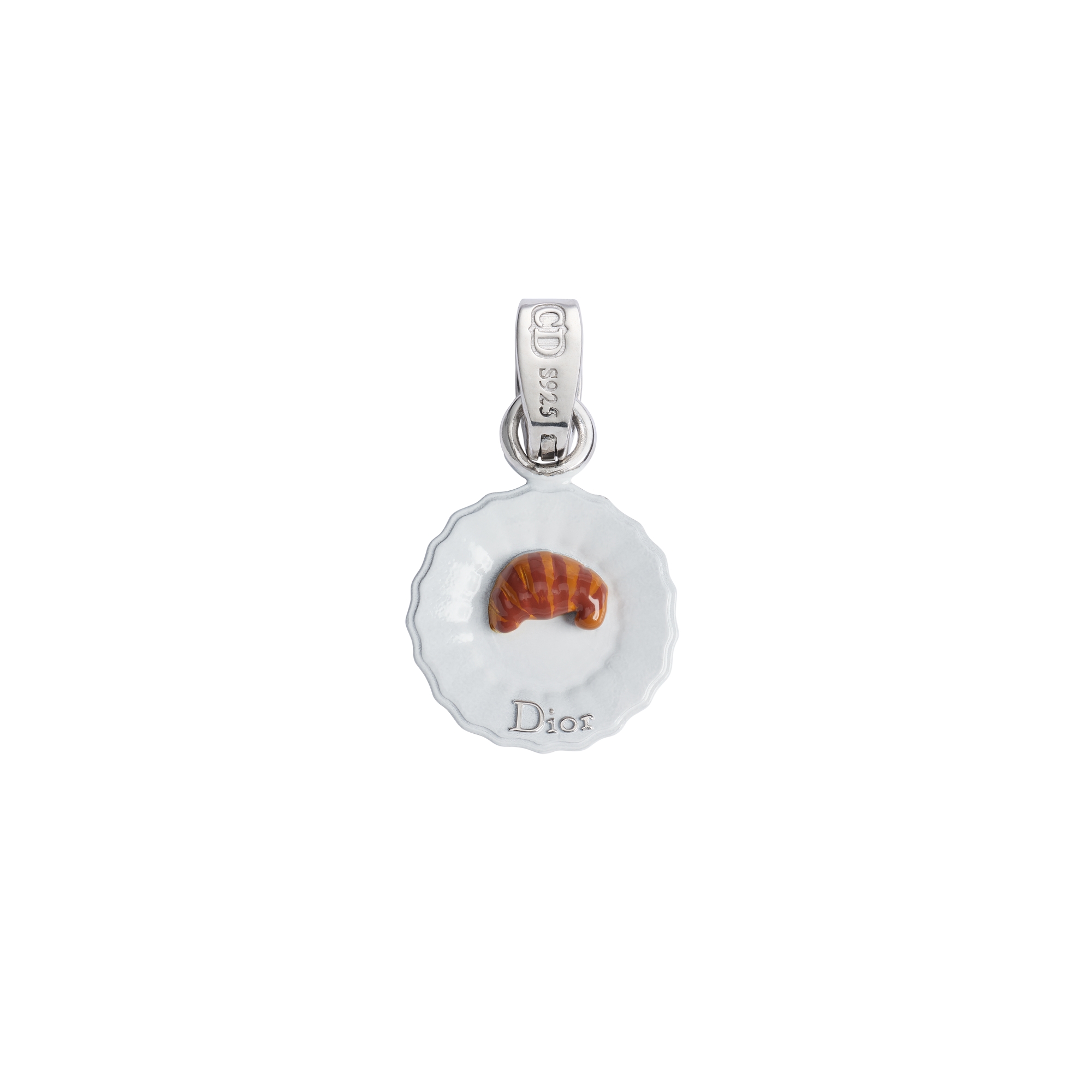Dior Charms Croissant Pendant Silver with White and Orange Resin E01