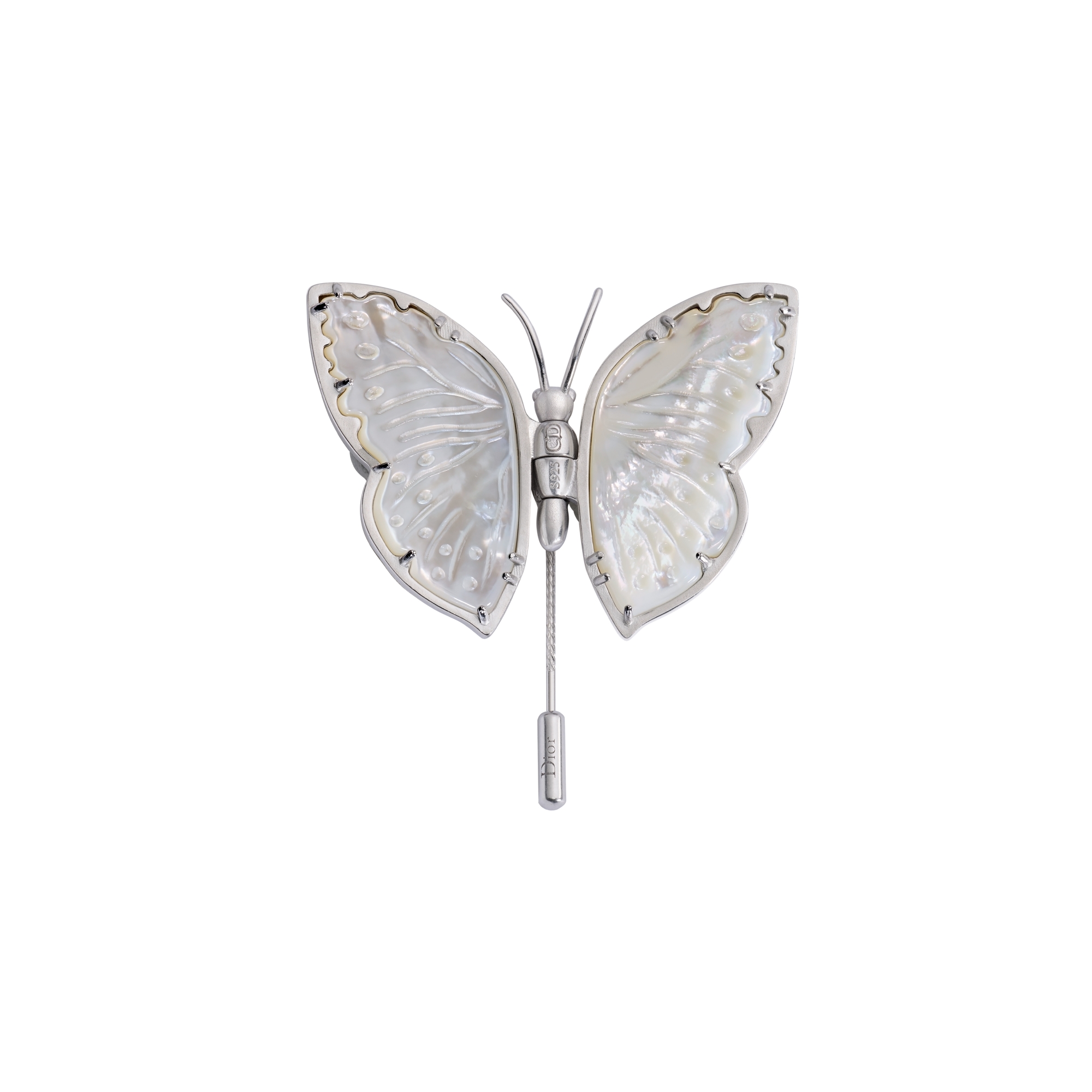 Dior Charms Butterfly Brooch Silver and Mother-of-Pearl E01
