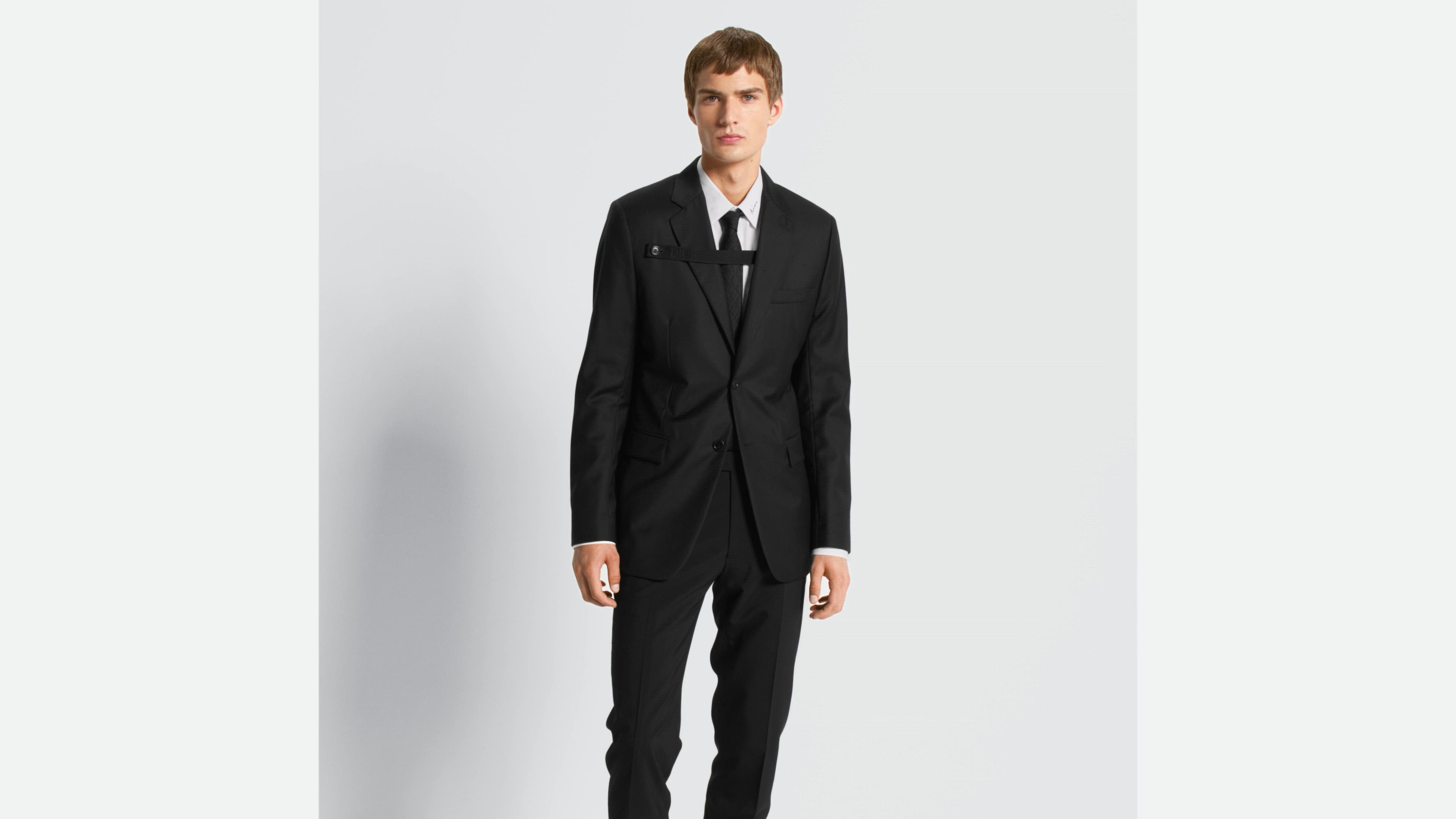 Jacket with Buttoned Strap Black Virgin Wool Twill | DIOR