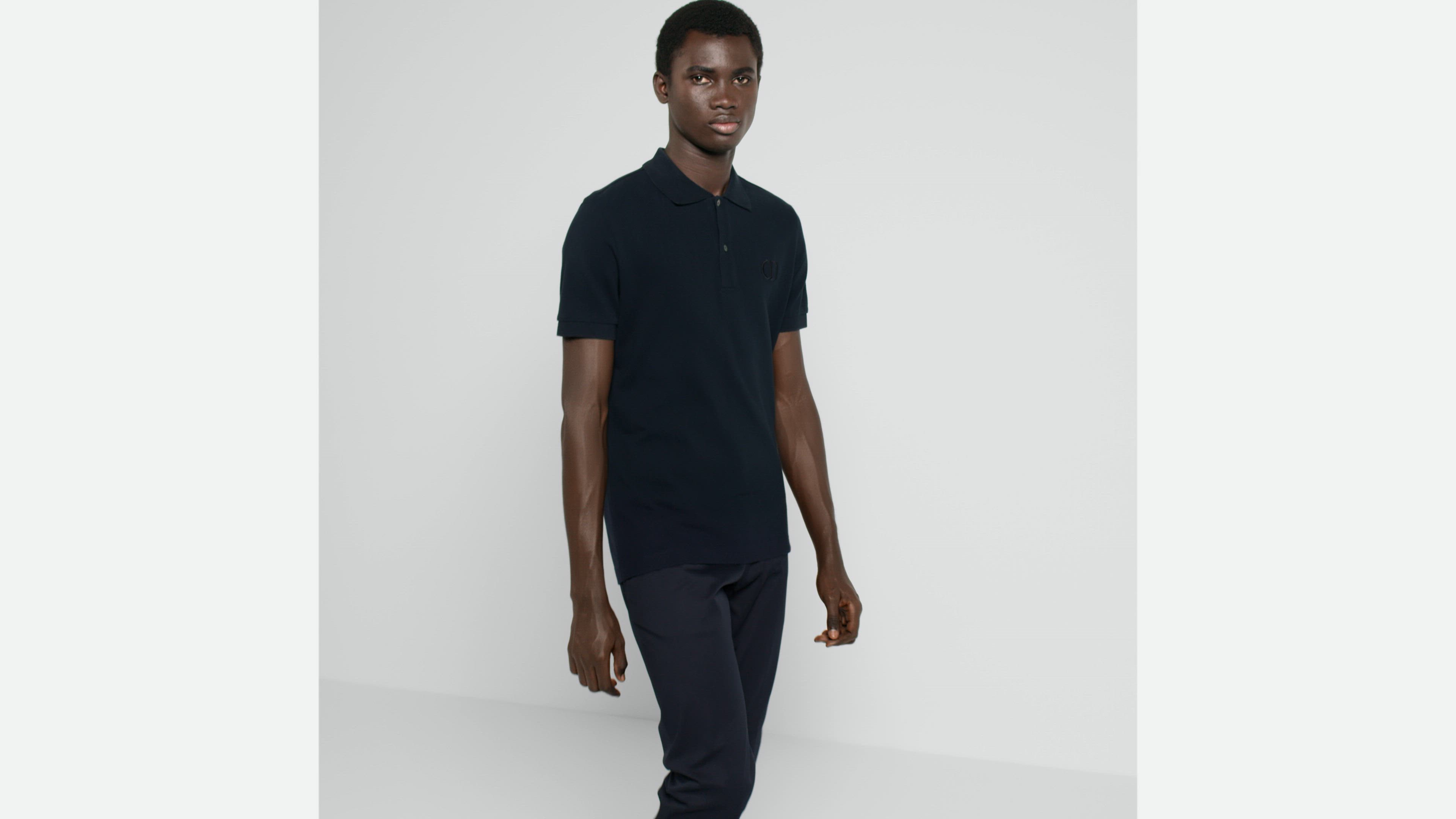 CD Icon Polo Shirt Navy Blue Cotton Piqué | DIOR
