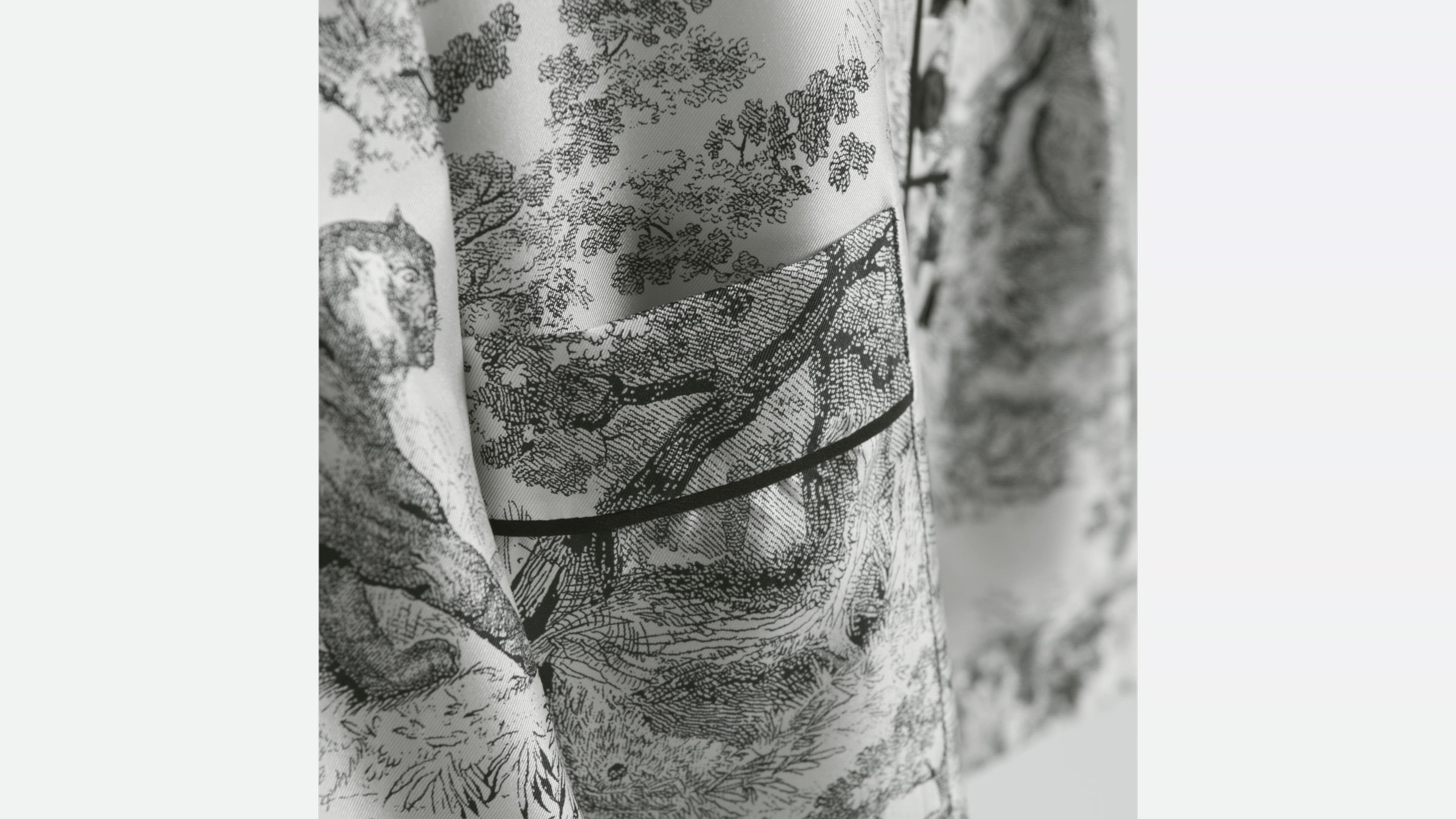 Dior Chez Moi Shirt White and Navy Blue Toile de Jouy Silk Twill