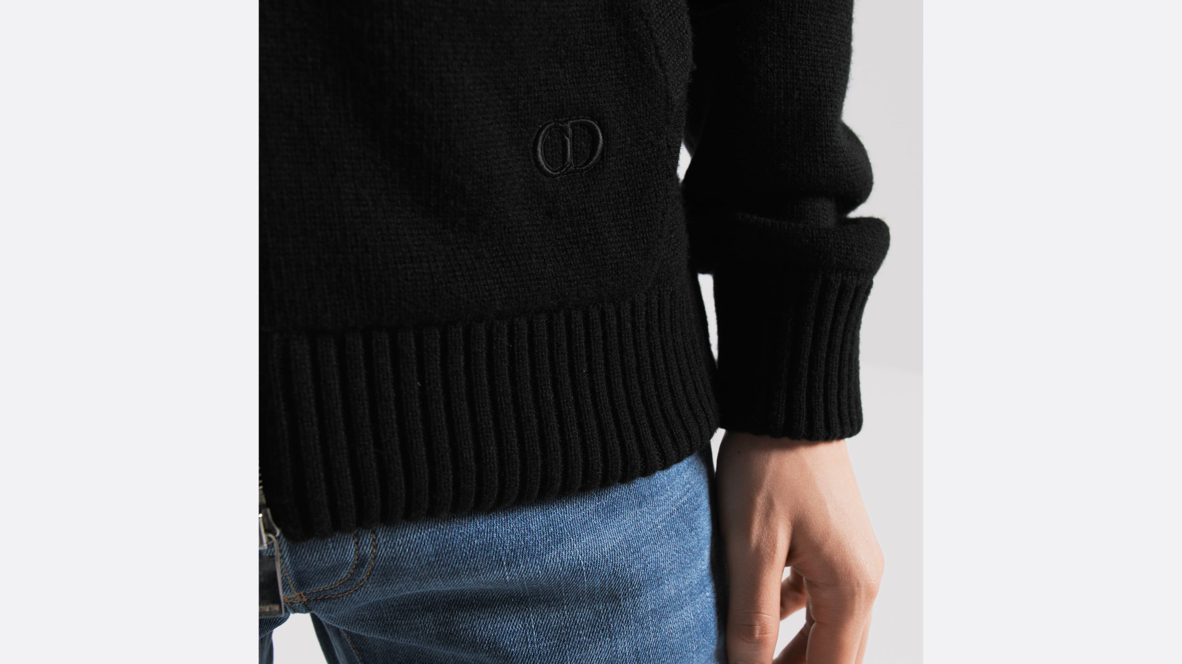 CD Icon Hooded Sweatshirt with Zip Black Cashmere Jersey | DIOR