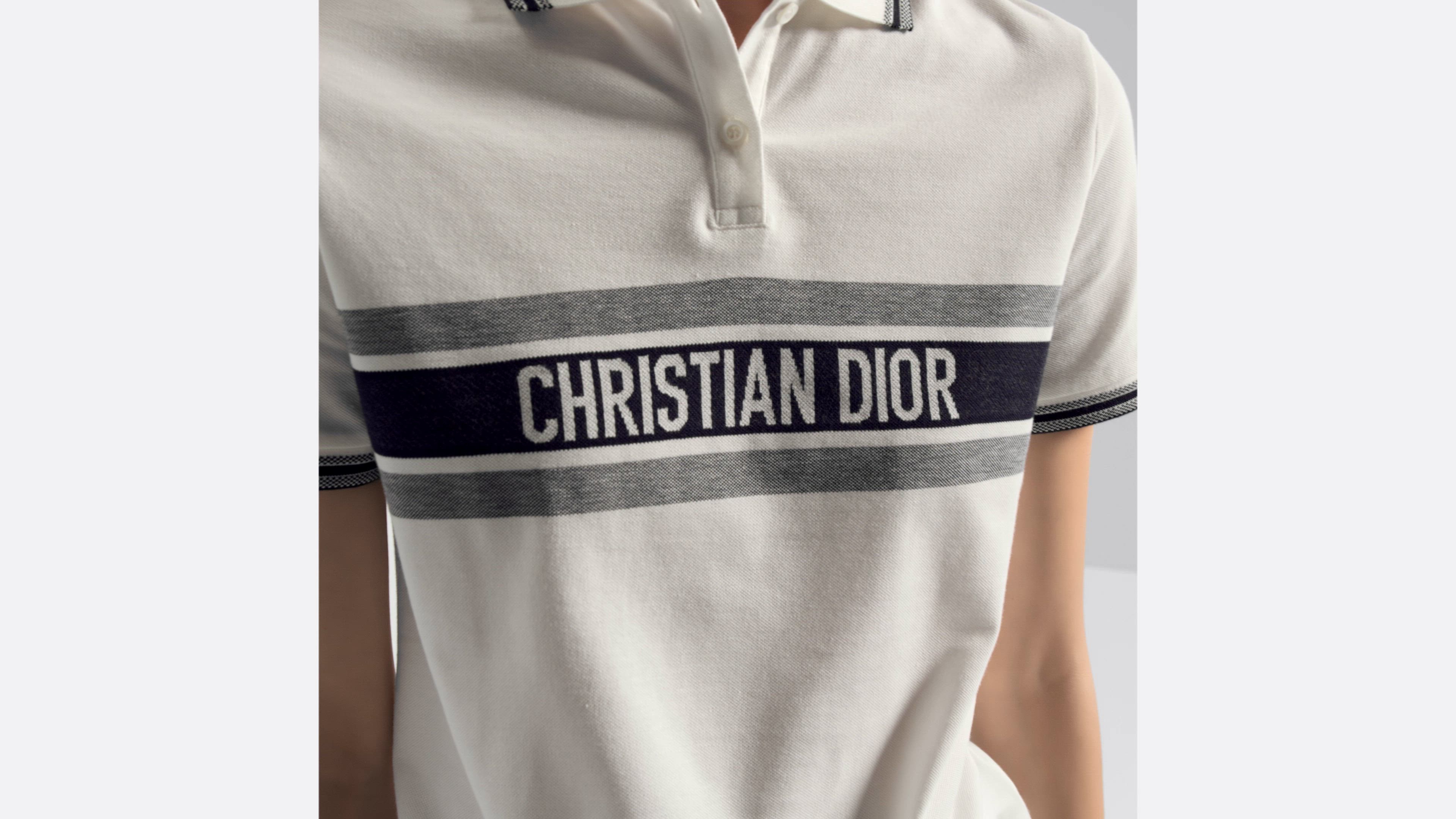 Polo Shirt White and Navy Blue Cotton Jersey | DIOR