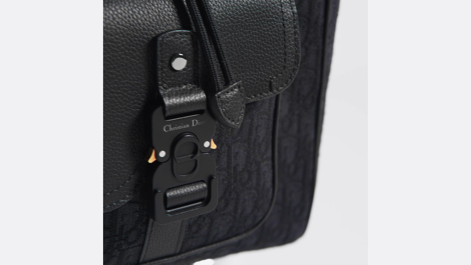 Saddle Backpack with Flap Black Dior Oblique Jacquard and Black