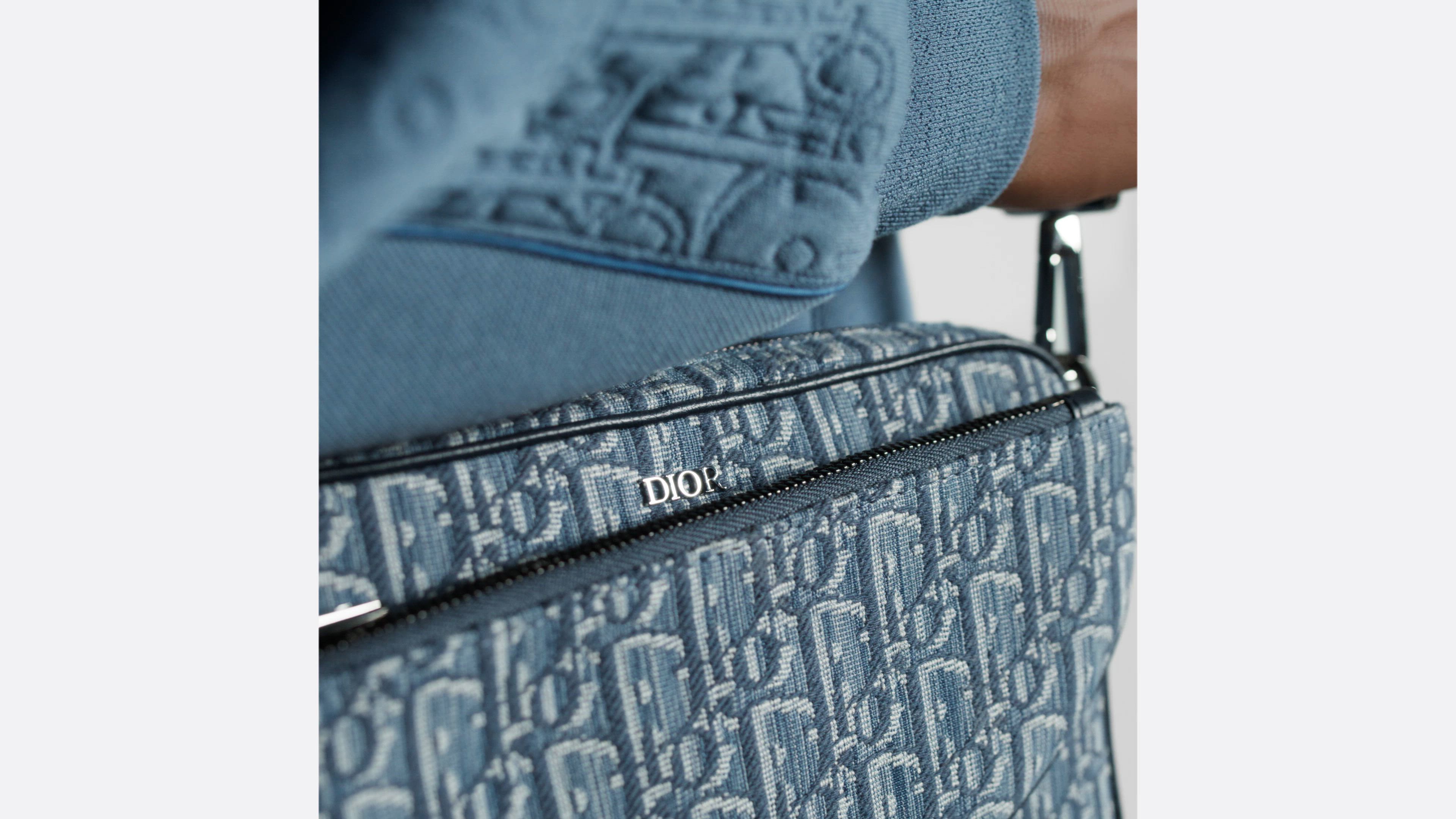 Saddle Triple Pouch Blue Dior Oblique Jacquard | DIOR