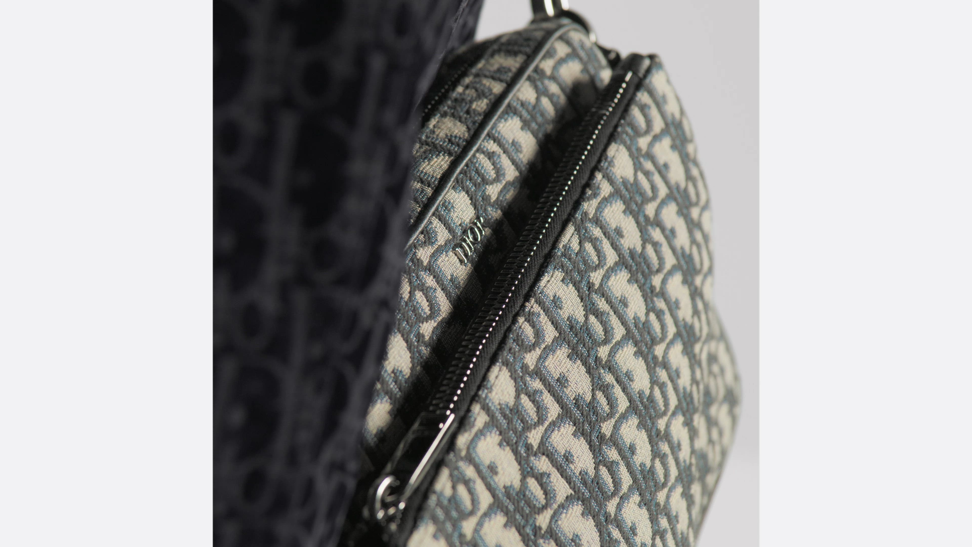 Saddle Triple Pouch Beige and Black Dior Oblique Jacquard | DIOR