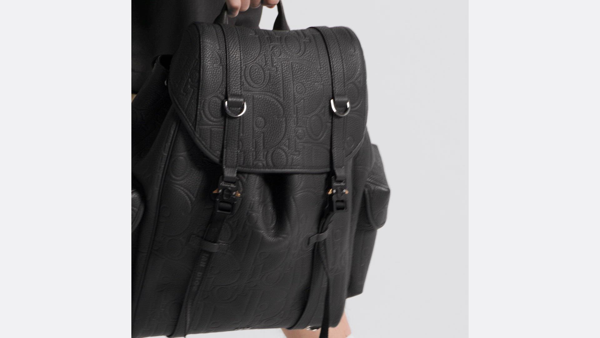 Dior Hit the Road Backpack with Flap Black Dior Gravity Leather