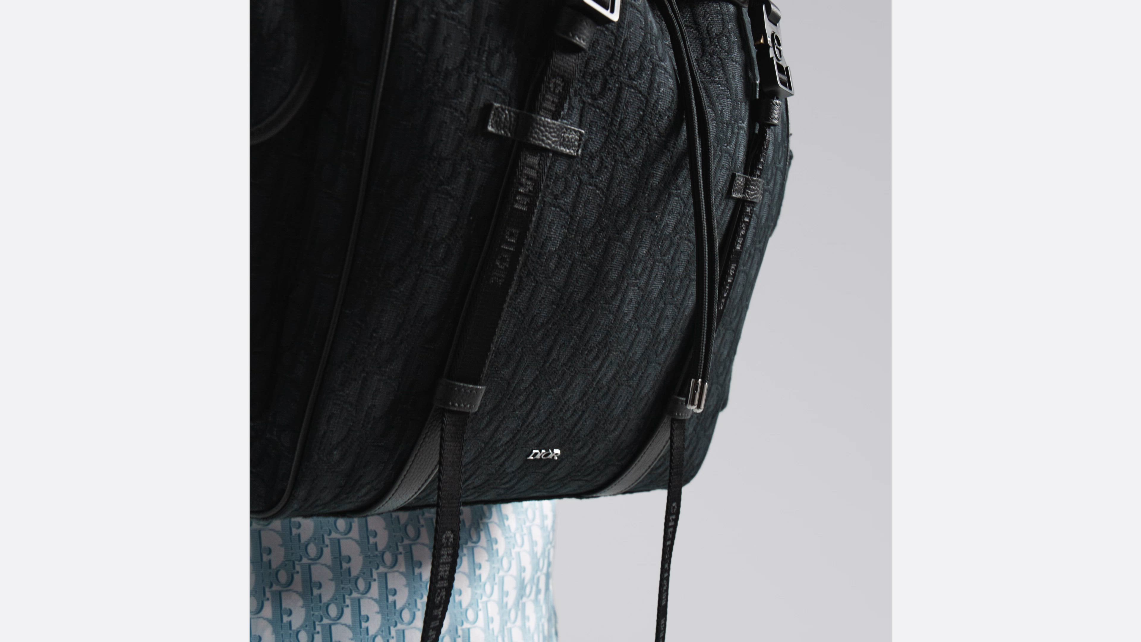 Dior Hit the Road Backpack with Flap Black Dior Oblique Jacquard