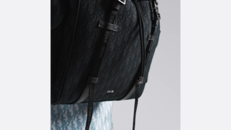 Dior ブラック ドラムバッグ Dior Hit the Road Backpack with Flap Black Dior Oblique Jacquard