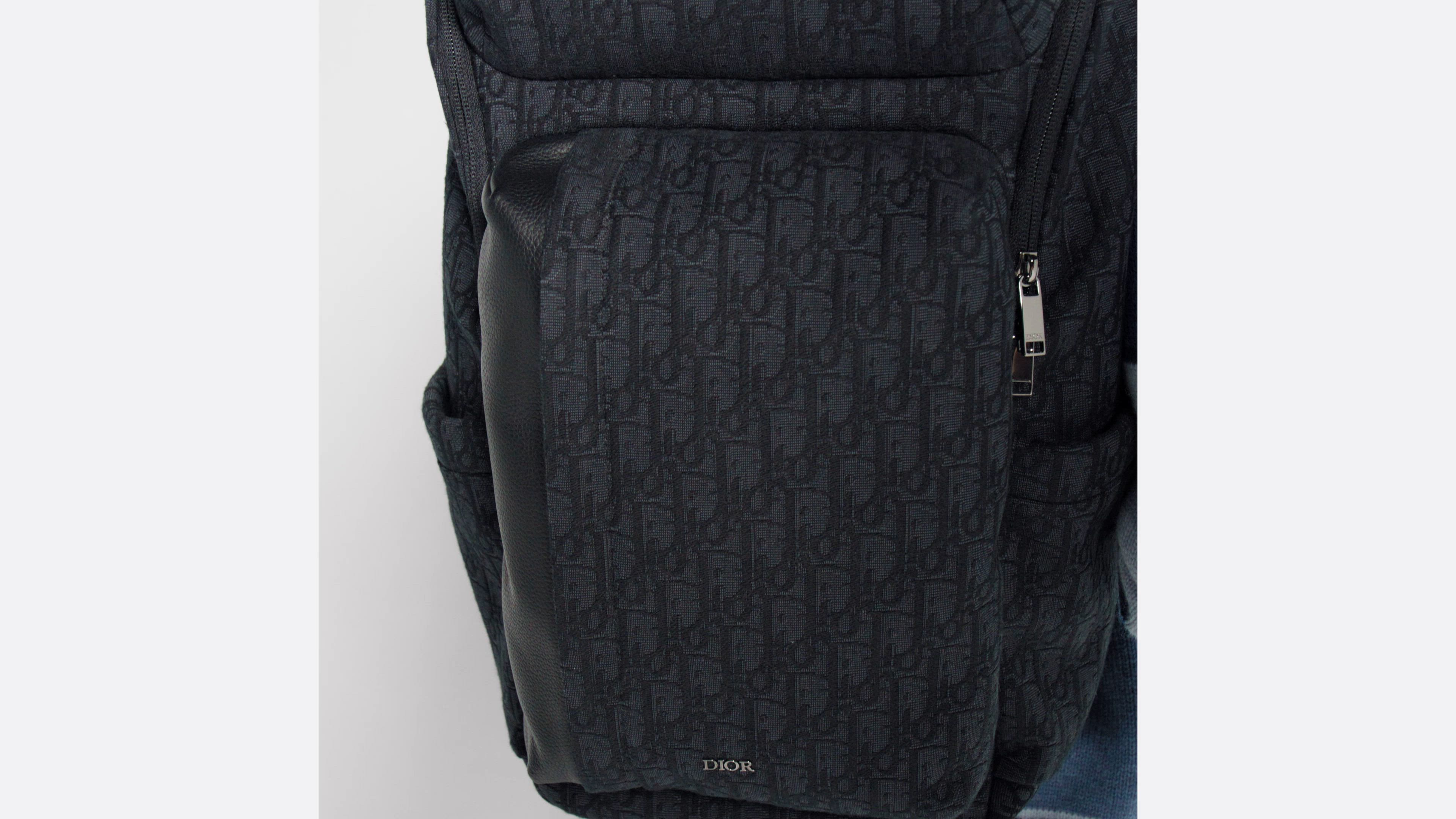Rider Soft Zipped Backpack Black Dior Oblique Jacquard and Black