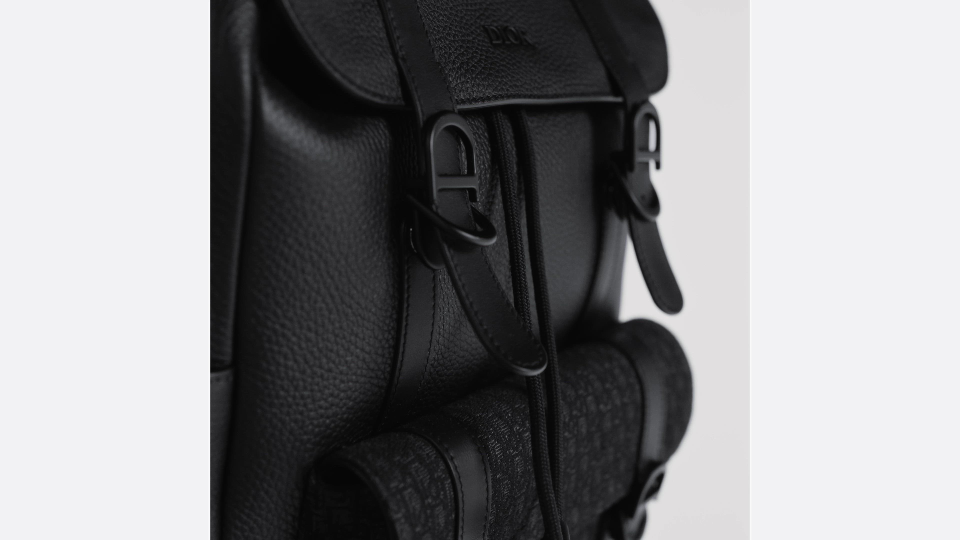 Dior Daily Backpack with Flap Black Grained Calfskin, Black 