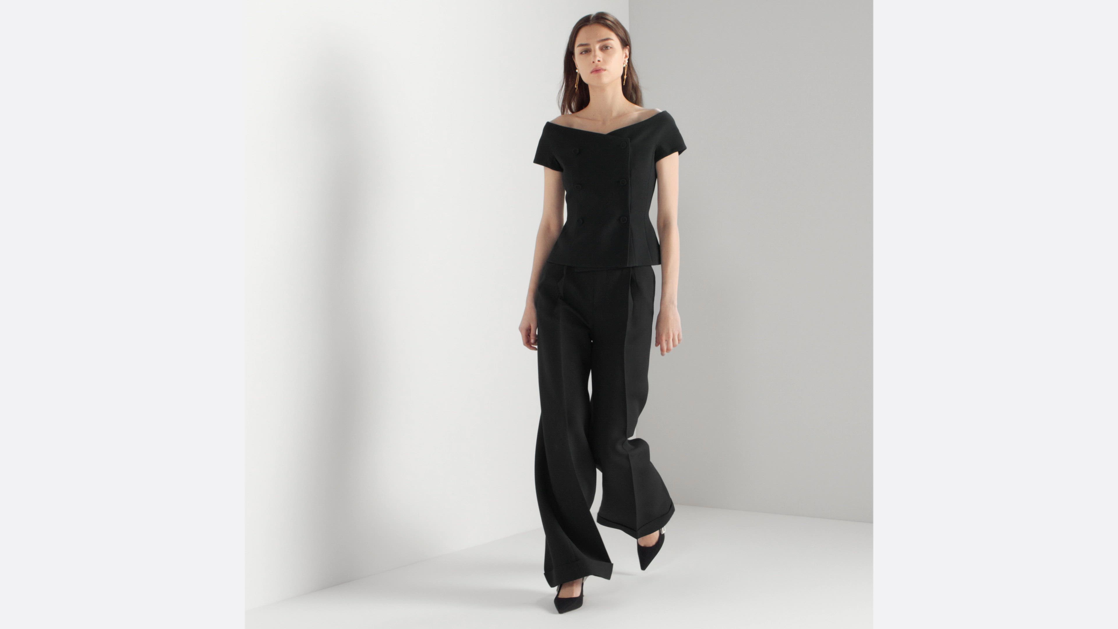 Flared Pants Black Wool and Silk | DIOR SK