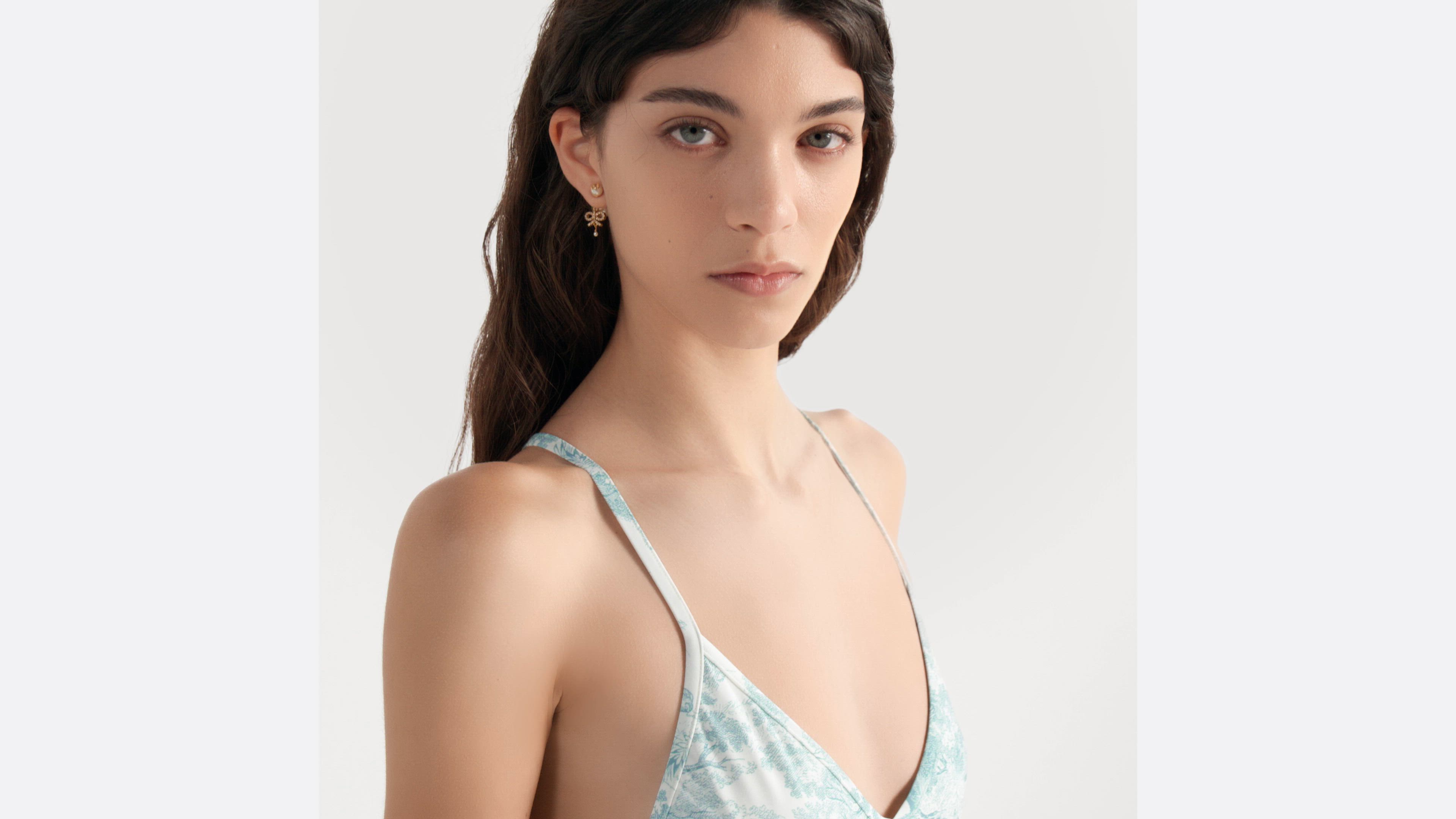 Dioriviera One-Piece Swimsuit White Technical Fabric with Lily of