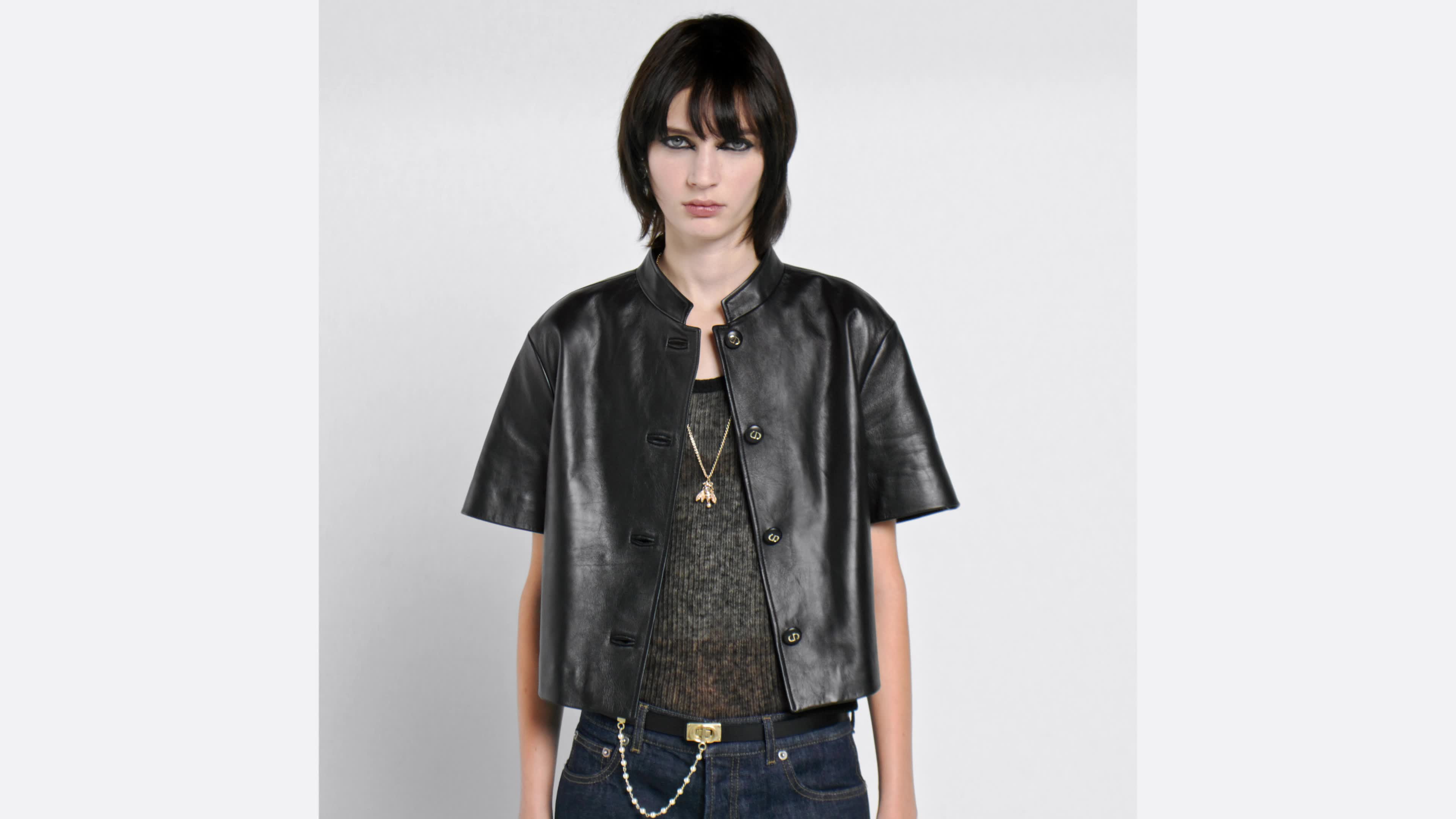 Short-Sleeved Jacket Black Lambskin | DIOR