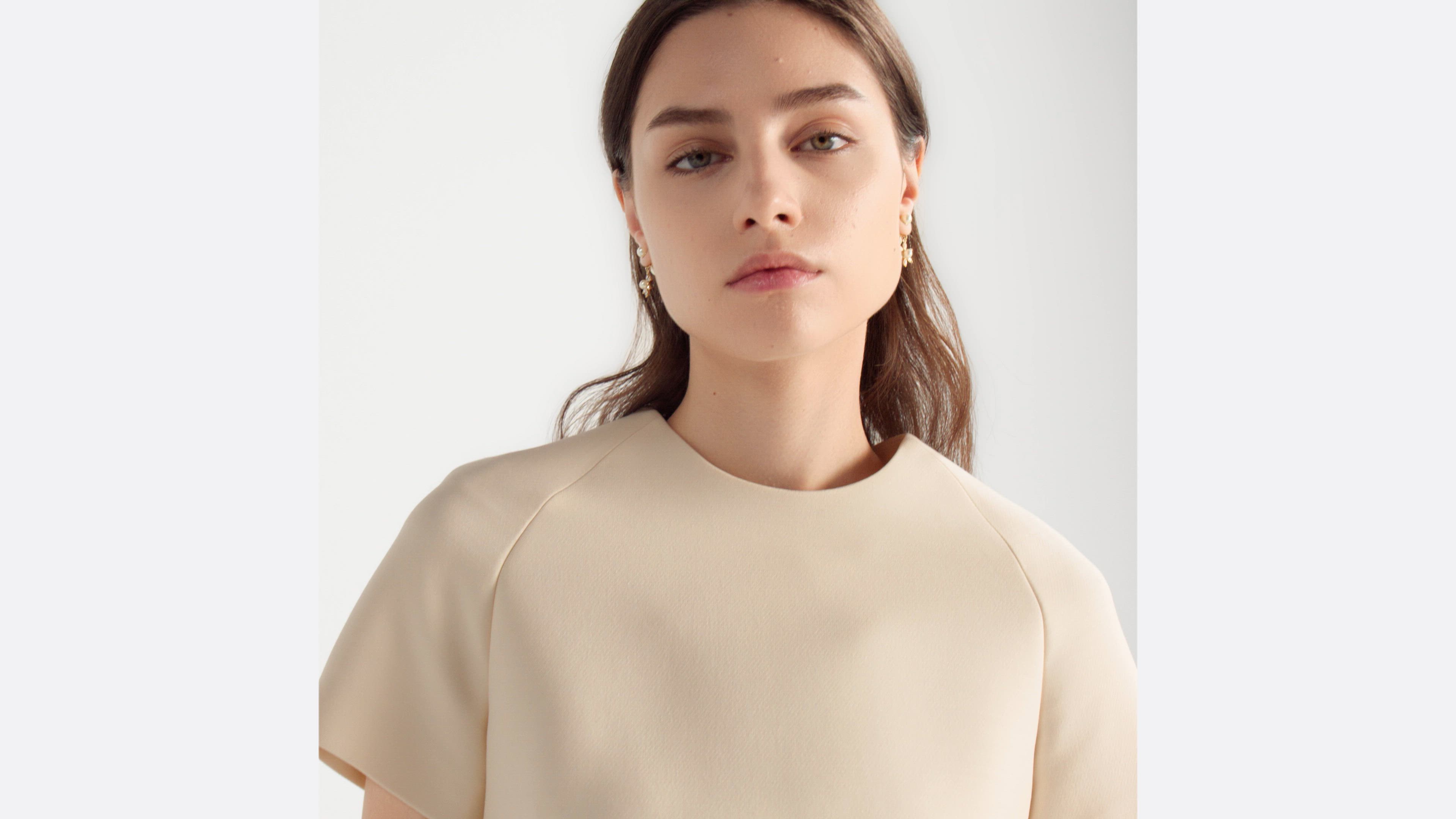 Straight Dress White Wool and Silk | DIOR