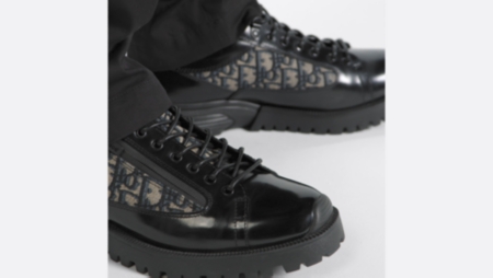 Dior Combat Derby Shoe Black Polished Calfskin with Beige and