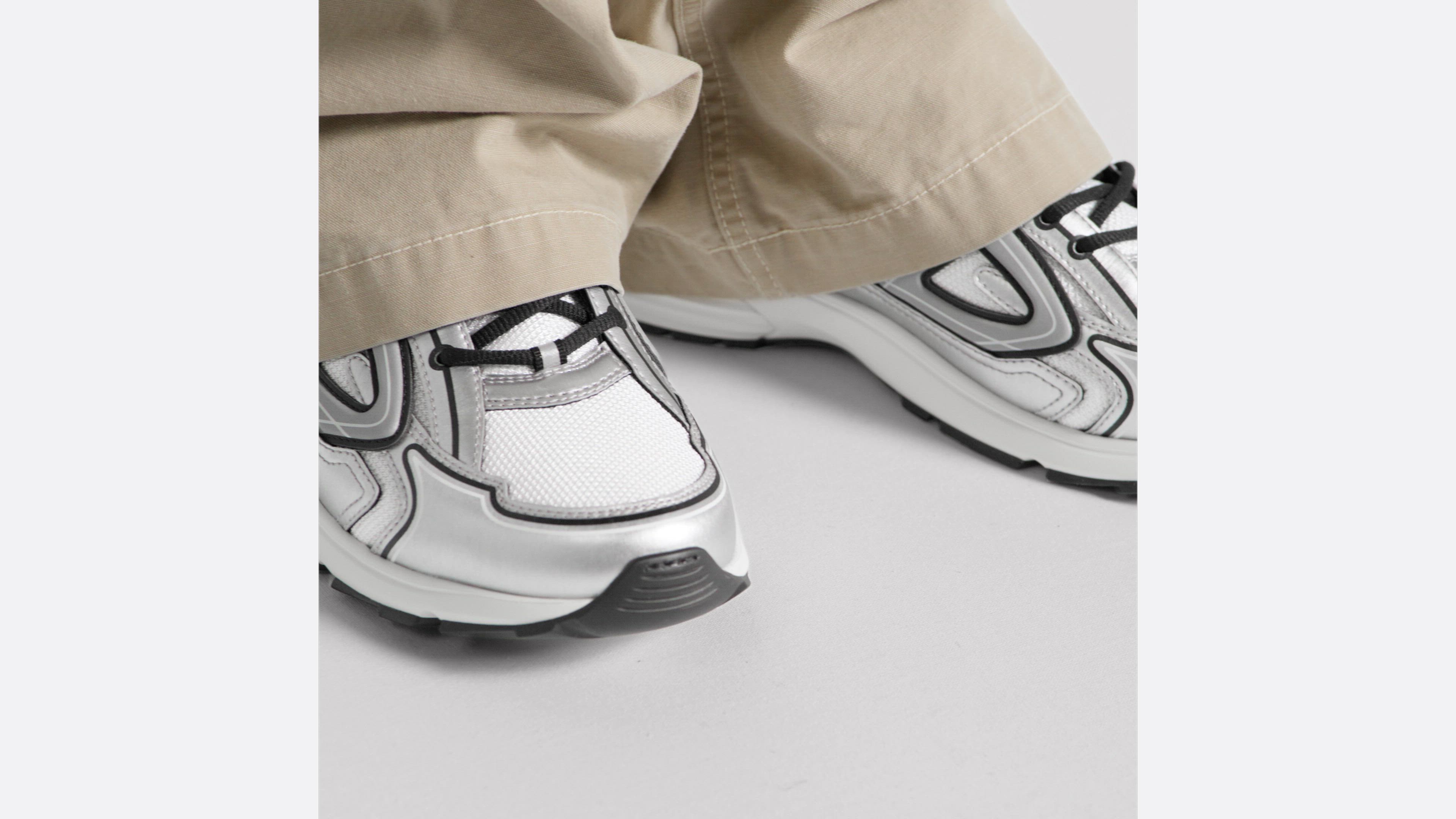 B30 Countdown Sneaker White Metallic Technical Mesh and Silver