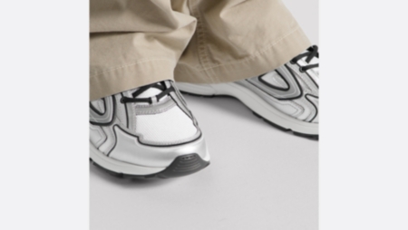 B30 Countdown Sneaker White Metallic Technical Mesh and Silver