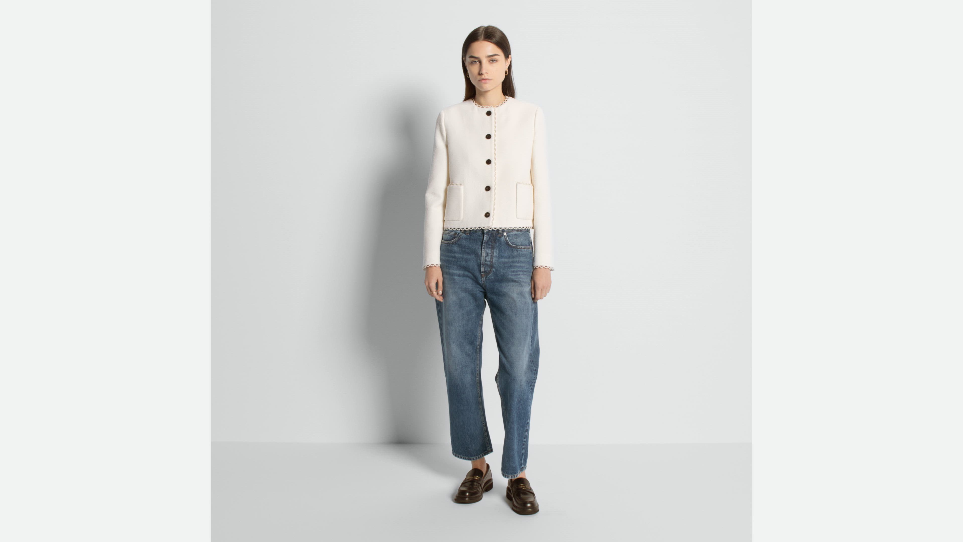 DIOR | クロップド ジャケット ダブルフェース バージンウール ブークレ