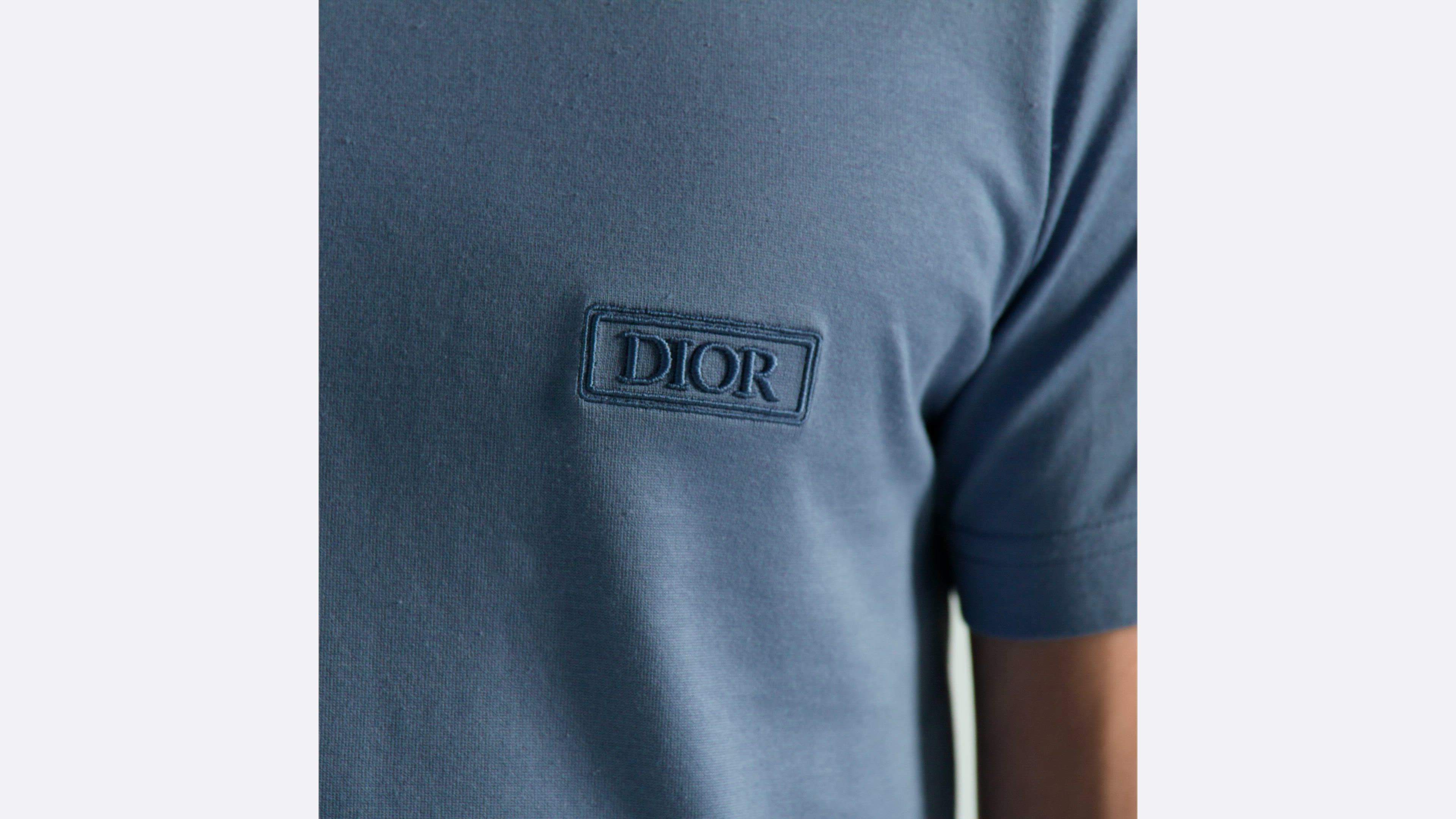 Dior Icons T-Shirt, Regular Fit Blue Sea Island Cotton Jersey | DIOR