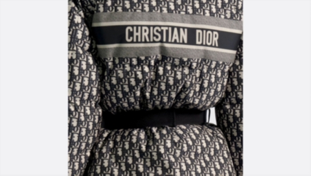 DiorAlps Belted Puffer Jacket Blue Dior Oblique Quilted Technical