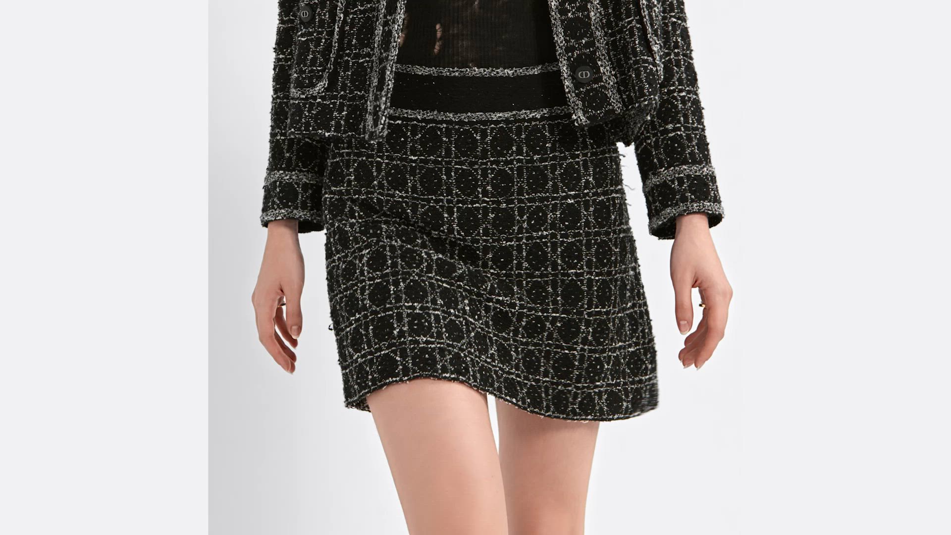 DIOR | フレアミニスカート マクロカナージュ テクニカル コットン ニット