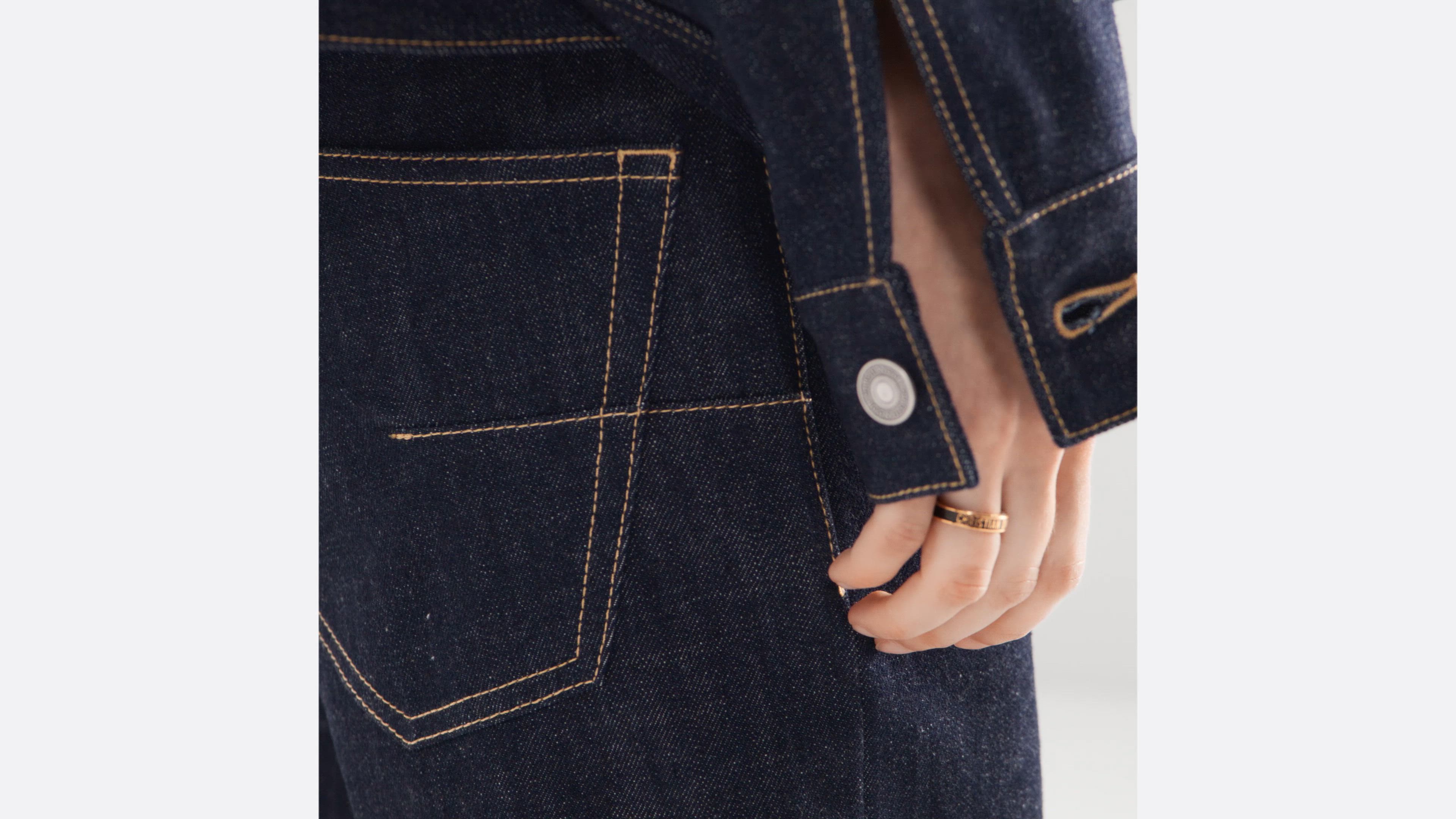 Boyfriend Jeans Blue Cotton Denim with Dior Oblique Interior | DIOR