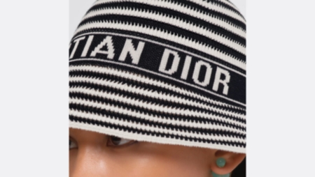 Dioriviera D-Tulipe クロシュハット M Dioriviera D-Tulipe Small Brim Cloche Navy Blue and White Cotton